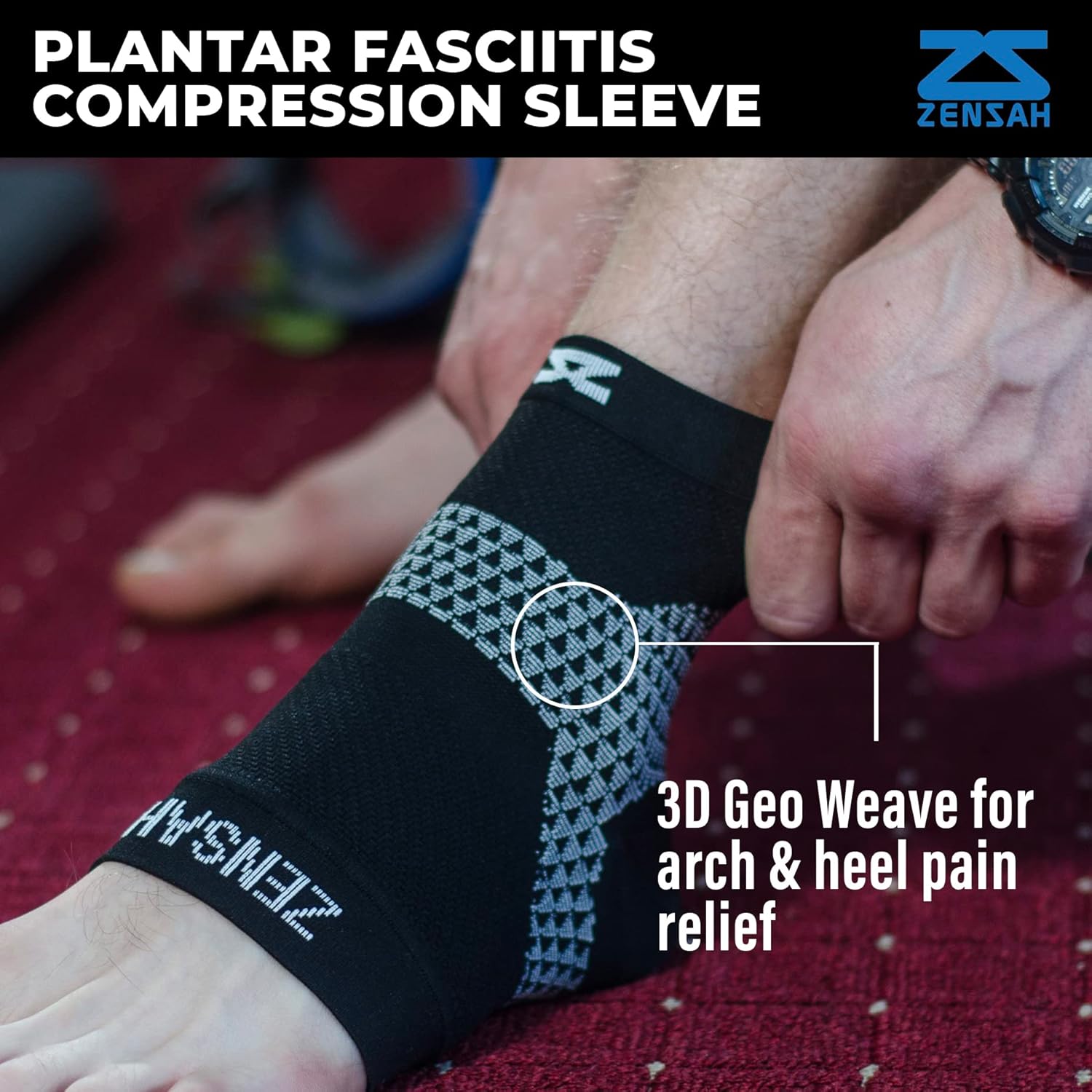 Zensah Manga para fascitis plantar, alivia el dolor de talón, soporte de arco, reduce la hinchazón, manga de compresión para el pie, calcetín para