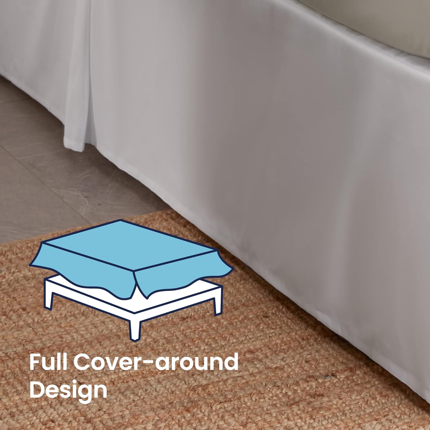 SLEEP ZONE Faldas de cama plisadas envolventes tamaño Queen, falda de cama a medida de 15 pulgadas, de fácil ajuste, antiestática, sin arrugas y