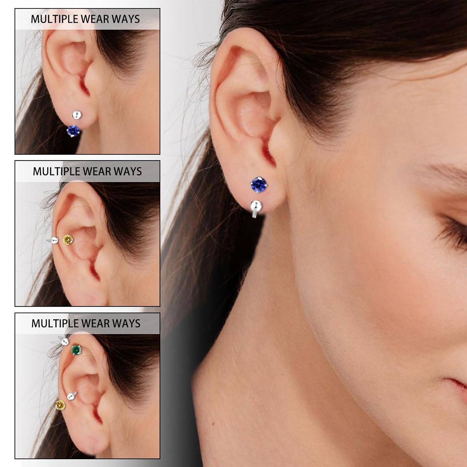 Huggie Half Hoop Earrings for Women Girl Tiny Cartilage Earring Birthstone Stud Earrings For Women Hypoallergenic Stud Earrings Cartilage Earring