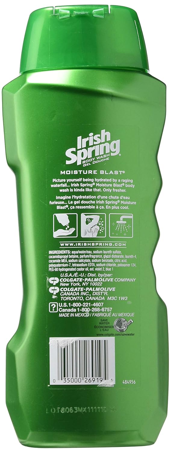 Irish Spring Gel de baño, Moisture Blast 18 oz (paquete de 1)