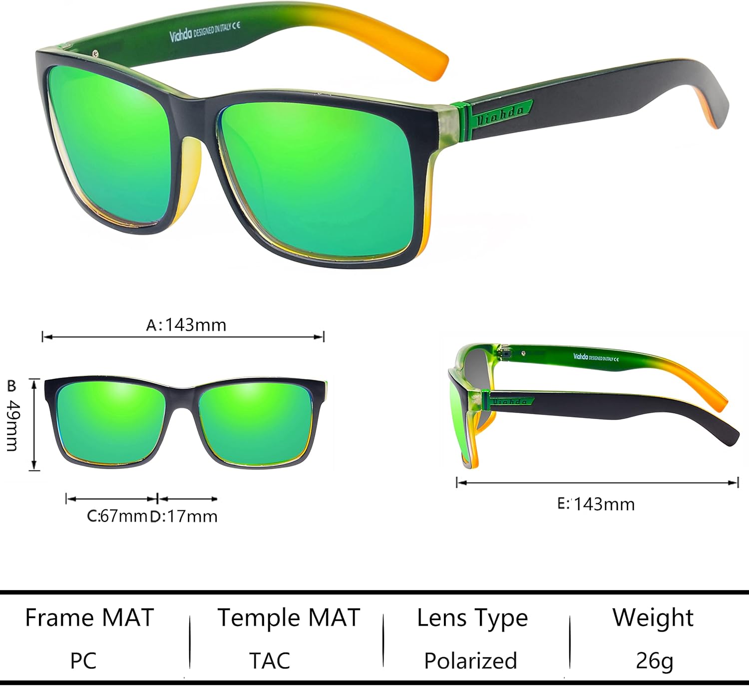 VIAHDA Gafas de sol polarizadas deportivas para hombres Ciclismo Conducción Pesca Gafas de sol Mujeres 100% Protección UV HD5089