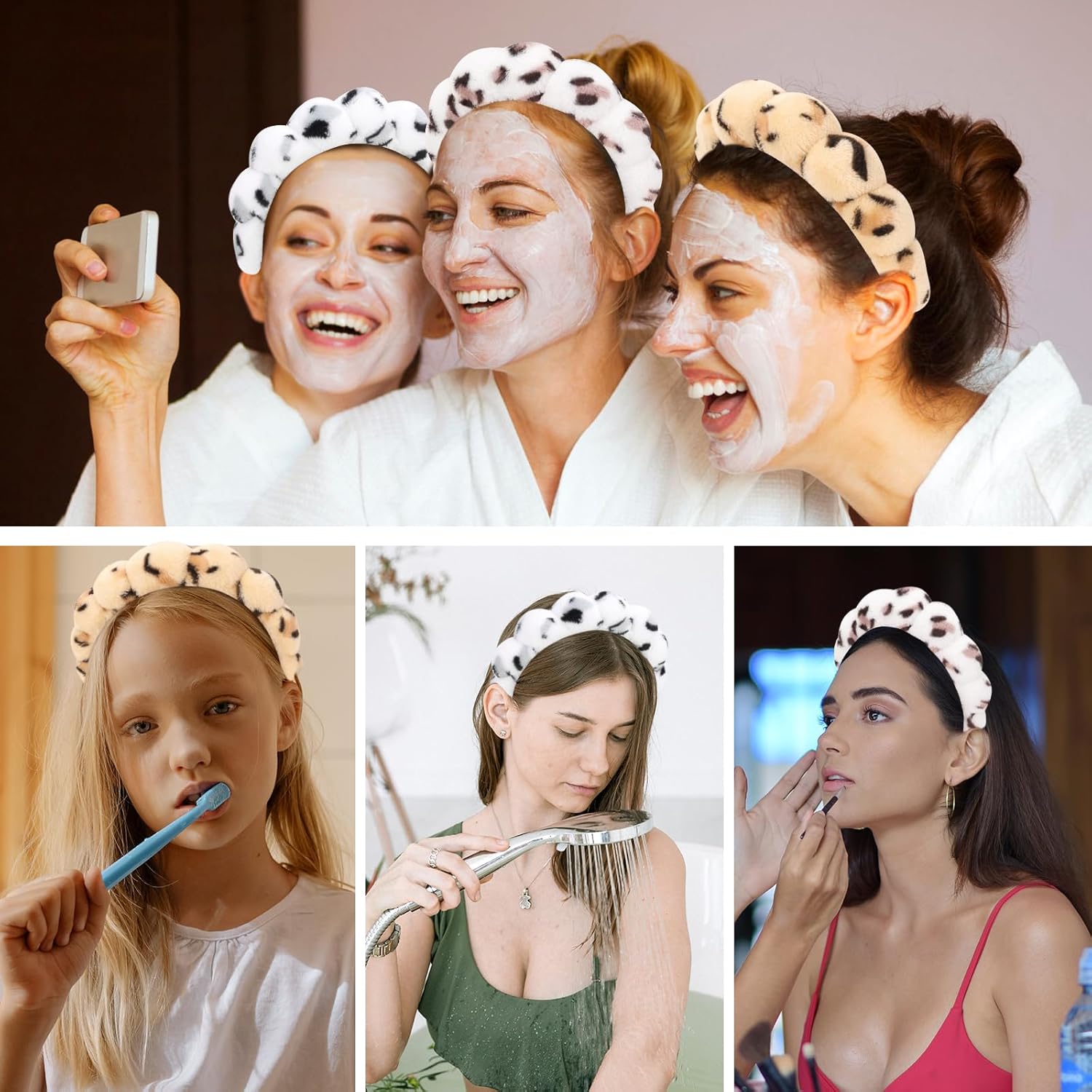 Paquete de 3 diademas de spa para lavar la cara, diademas para el cuidado de la piel, diadema de maquillaje, diadema de esponja para lavar la cara,