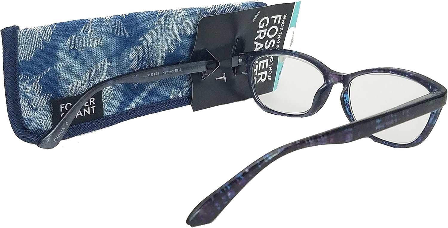 Foster Grant Gafas de lectura Kayleen blu para mujer con estuche +1.25