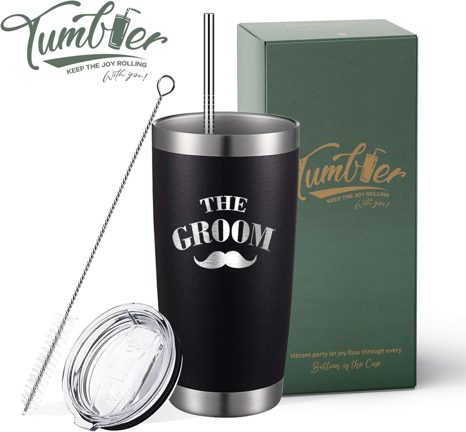 Juego de 8 vasos de viaje de acero inoxidable para padrinos de boda, regalos de despedida de soltero (escuadrón de novios)