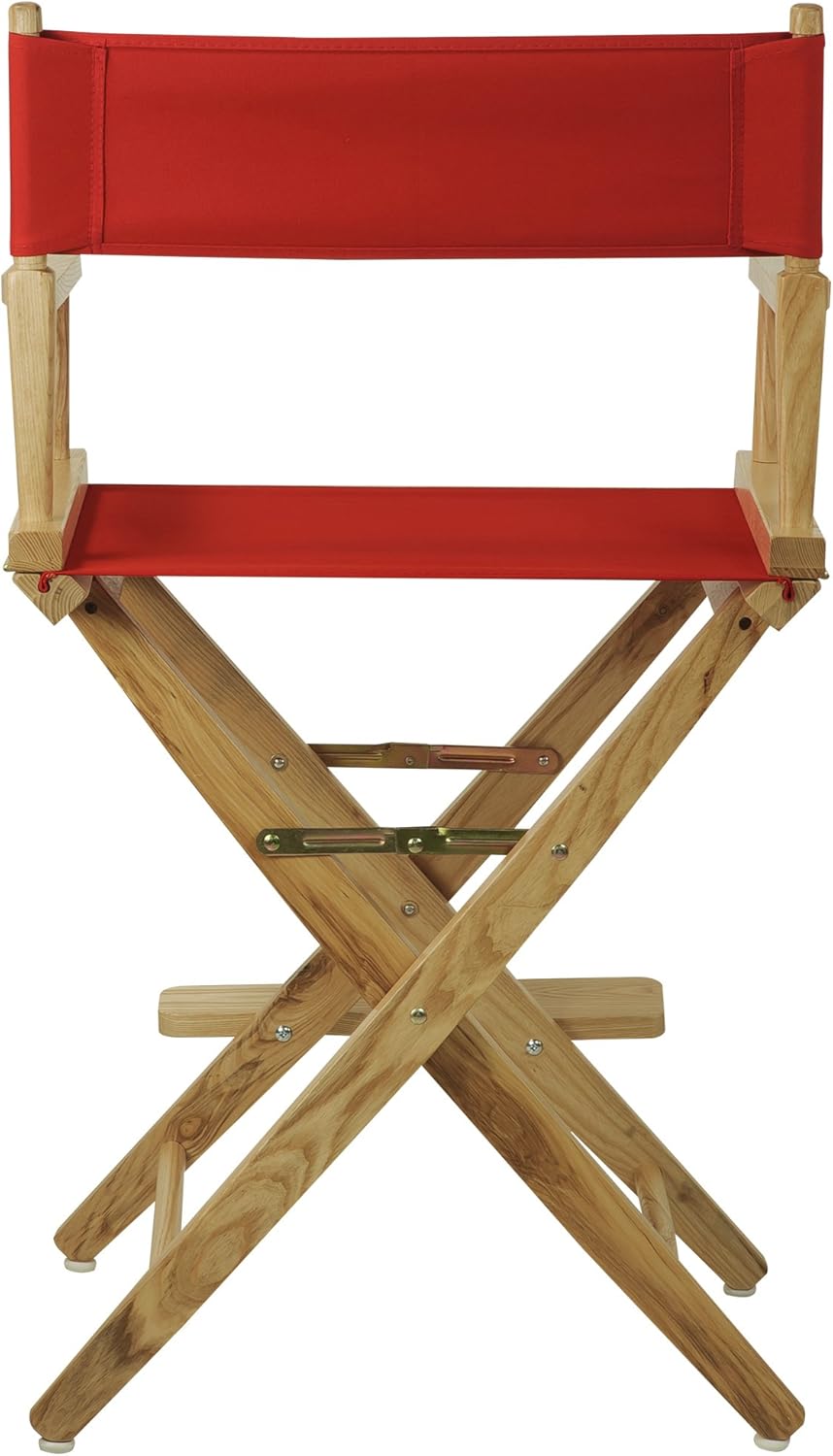 American Trails – Silla de director extra ancha de 24 pulgadas, marco natural con lienzo rojo, altura de mostrador