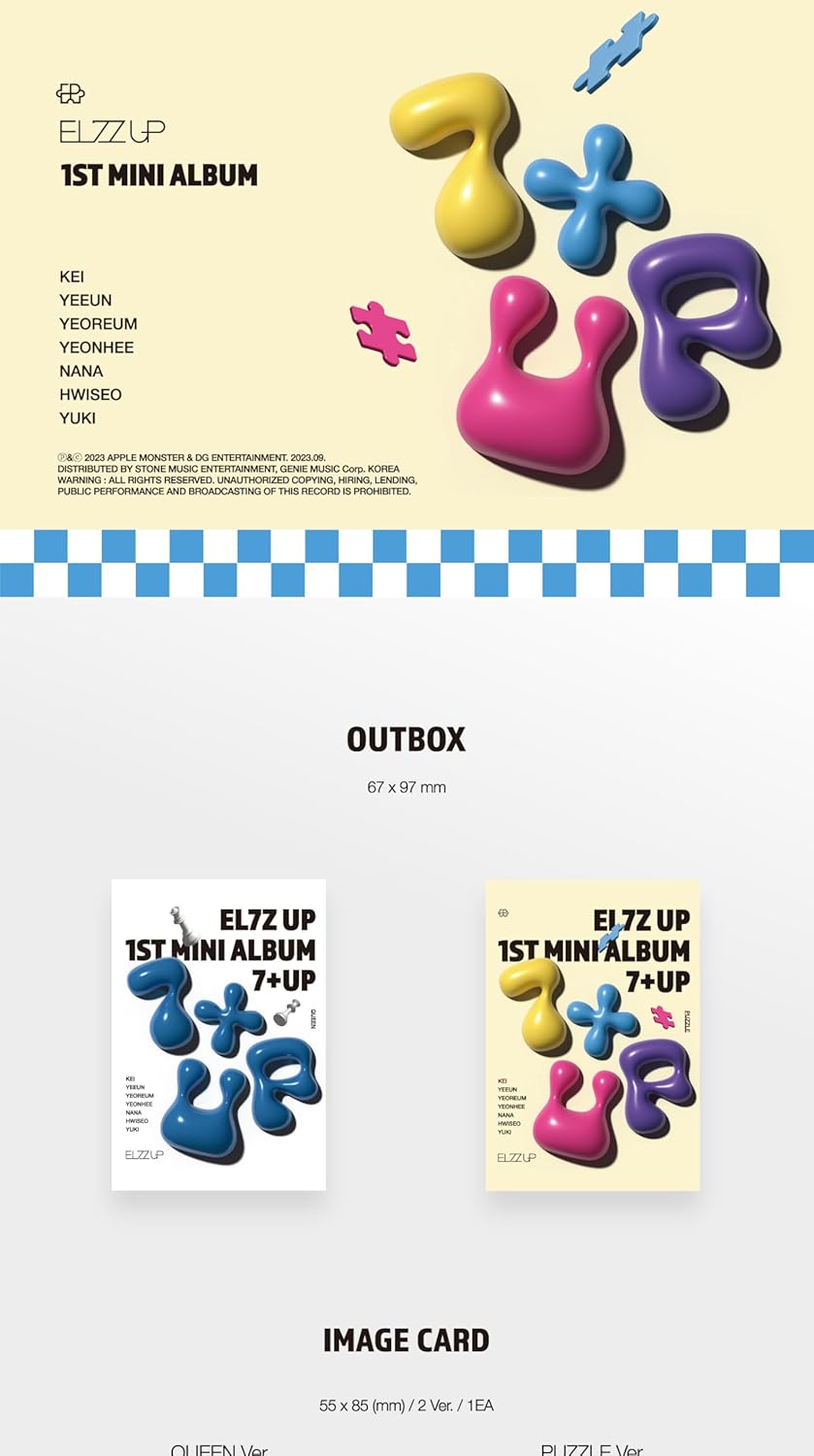 EL7Z UP 7+UP Contenido del primer mini álbum+tarjeta fotográfica+pegatina+seguimiento sellado ELZZ UP (versión aleatoria PLVE)