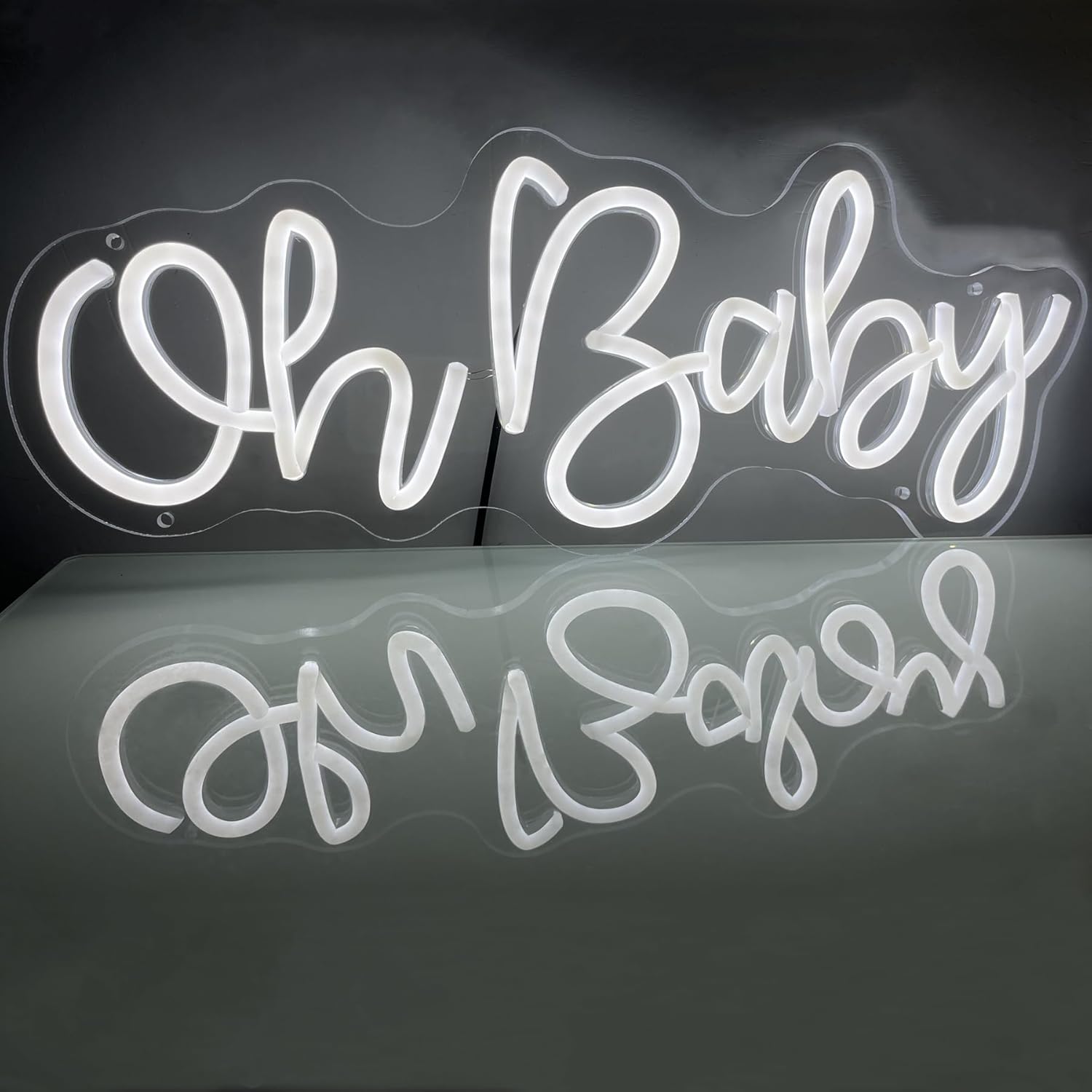 Letrero de neón con texto en inglés “Oh Baby” para decoración de pared, letrero LED de Oh Baby para dormitorio, pared de bebé, cuarto de bebé,