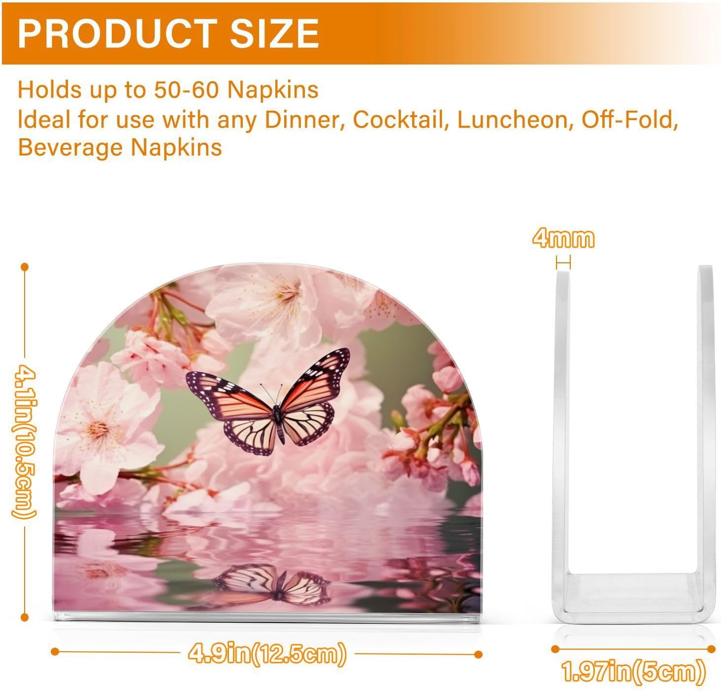 Napkin Holder Streamside Butterfly Napkin Holders for Tables, Clear Acrylic Napkin Holders Cocktail Napkin Holder for Kitchen Restaurant Bar Home