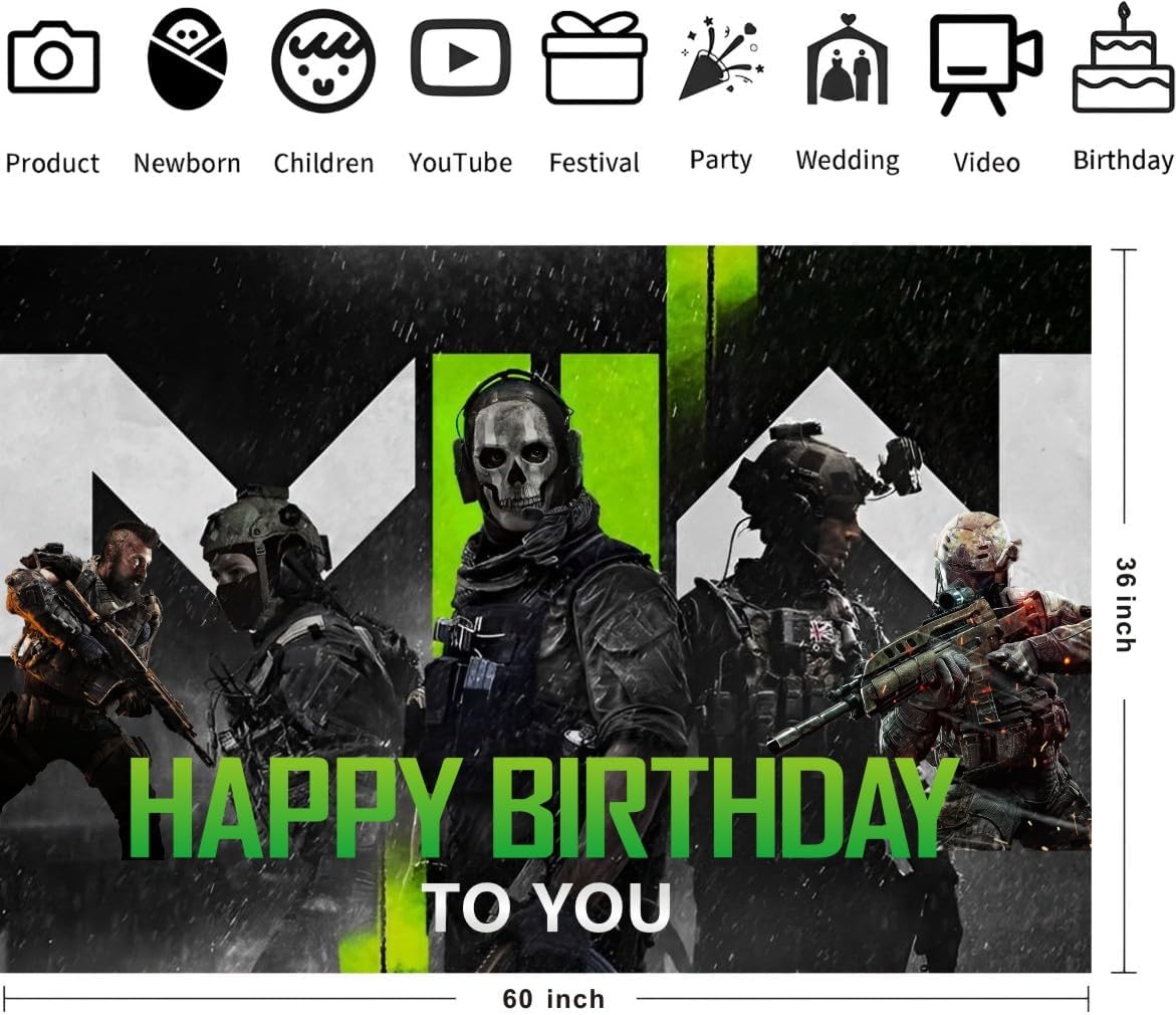 Decoración de cumpleaños con texto en inglés Game Call para decoración de cumpleaños (5 x 3 pies)