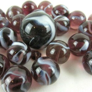 Paquete de juego de 25 canicas de cristal translúcidas, color morado y blanco, estilo clásico (24 jugadores, 1 tirador), decoraciónrelleno de Paquete de juego de 25 canicas de cristal translúcidas, color morado y blanco, estilo clásico (24 jugadores, 1 tirador), decoraciónrelleno de