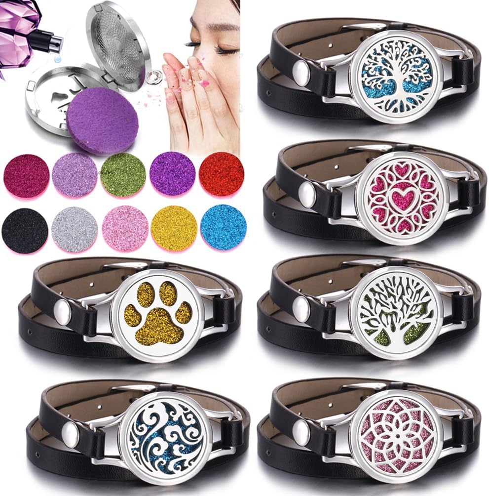 Pulsera difusora de aceites esenciales, correa de cuero negro, regalo único para mujeres, niñas en cumpleaños y Navidad, regalos económicos para