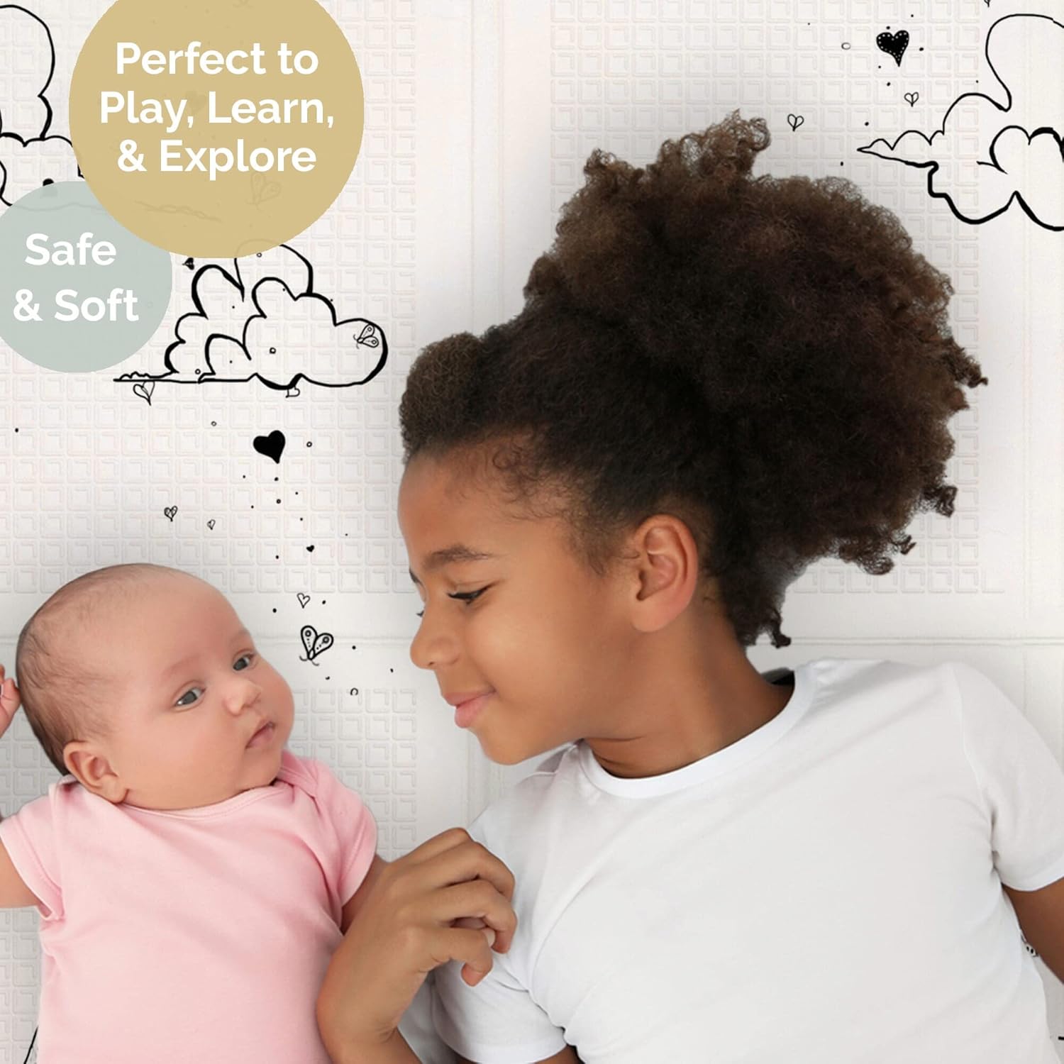JumpOff Jo Alfombrilla de juego acolchada, de espuma impermeable, grande, para bebés, bebés, niños pequeños, para el tiempo de juego y los momentos