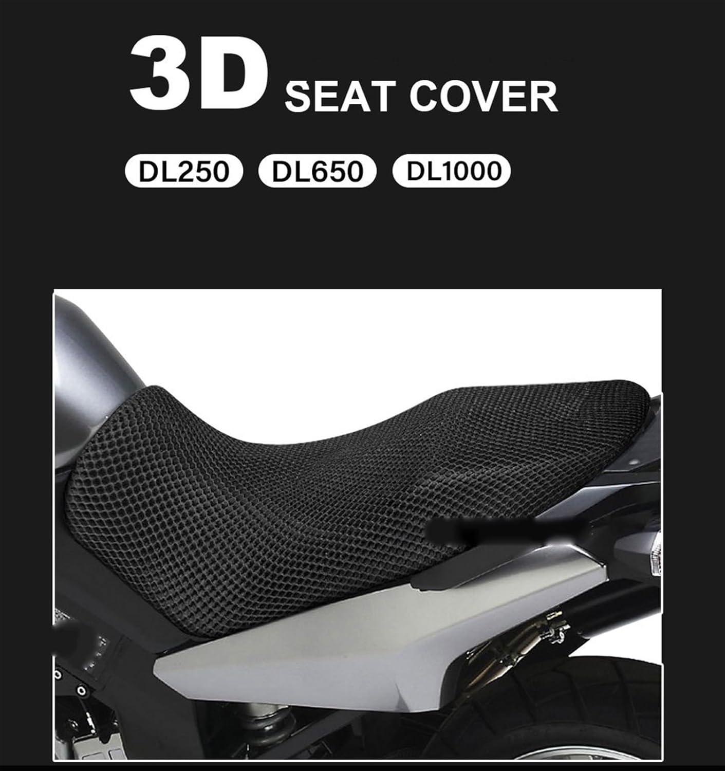 Juego de asiento de motocicleta antideslizante 3D de tela de malla protectora para Suzuki V-Strom VStrom DL650 DL1000 DL250 DL 650 1000 250 (Talla
