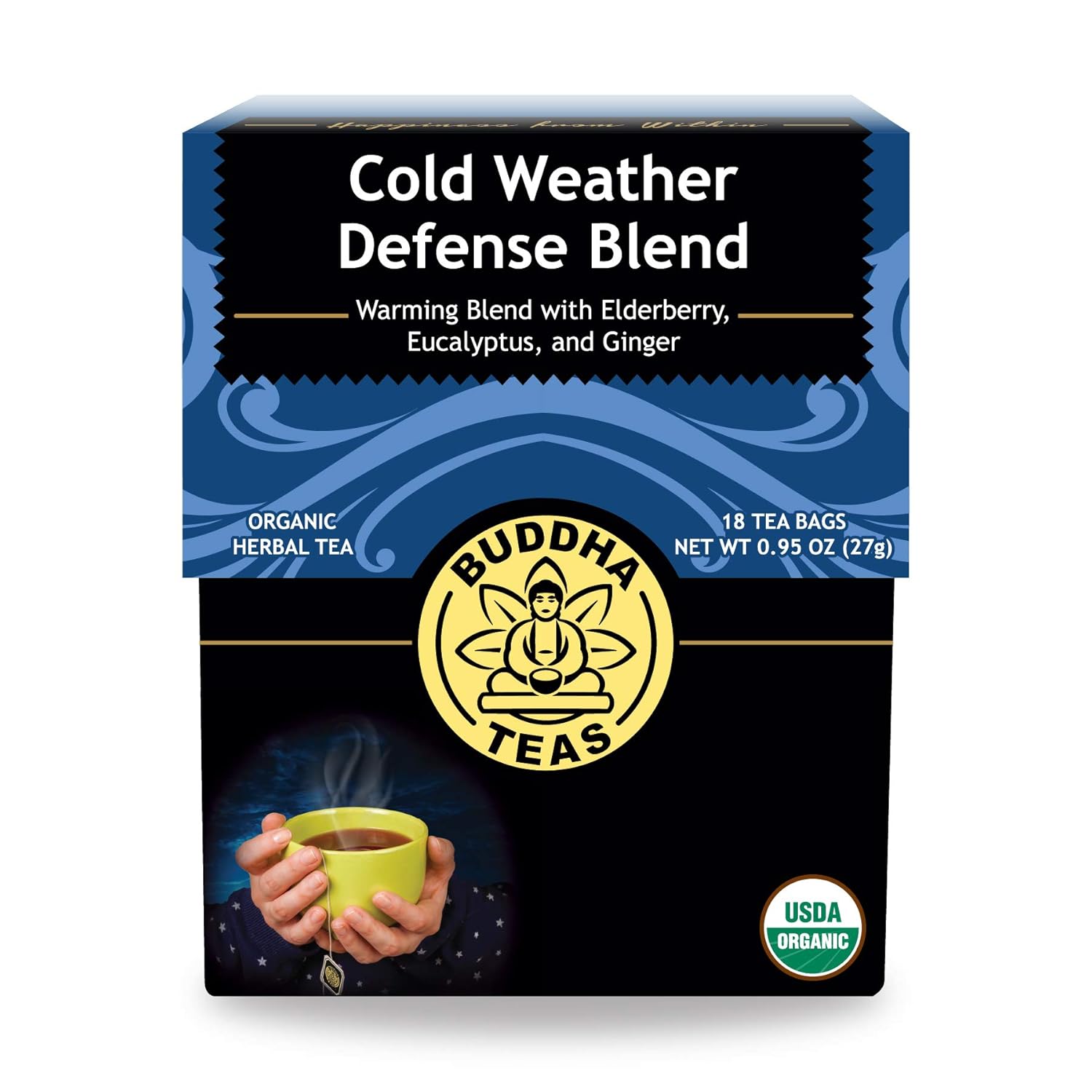 Buddha Teas Mezcla orgánica de defensa para clima frío – OU Kosher, USDA Organic, CCOF Organic, 18 bolsas de té sin blanqueador