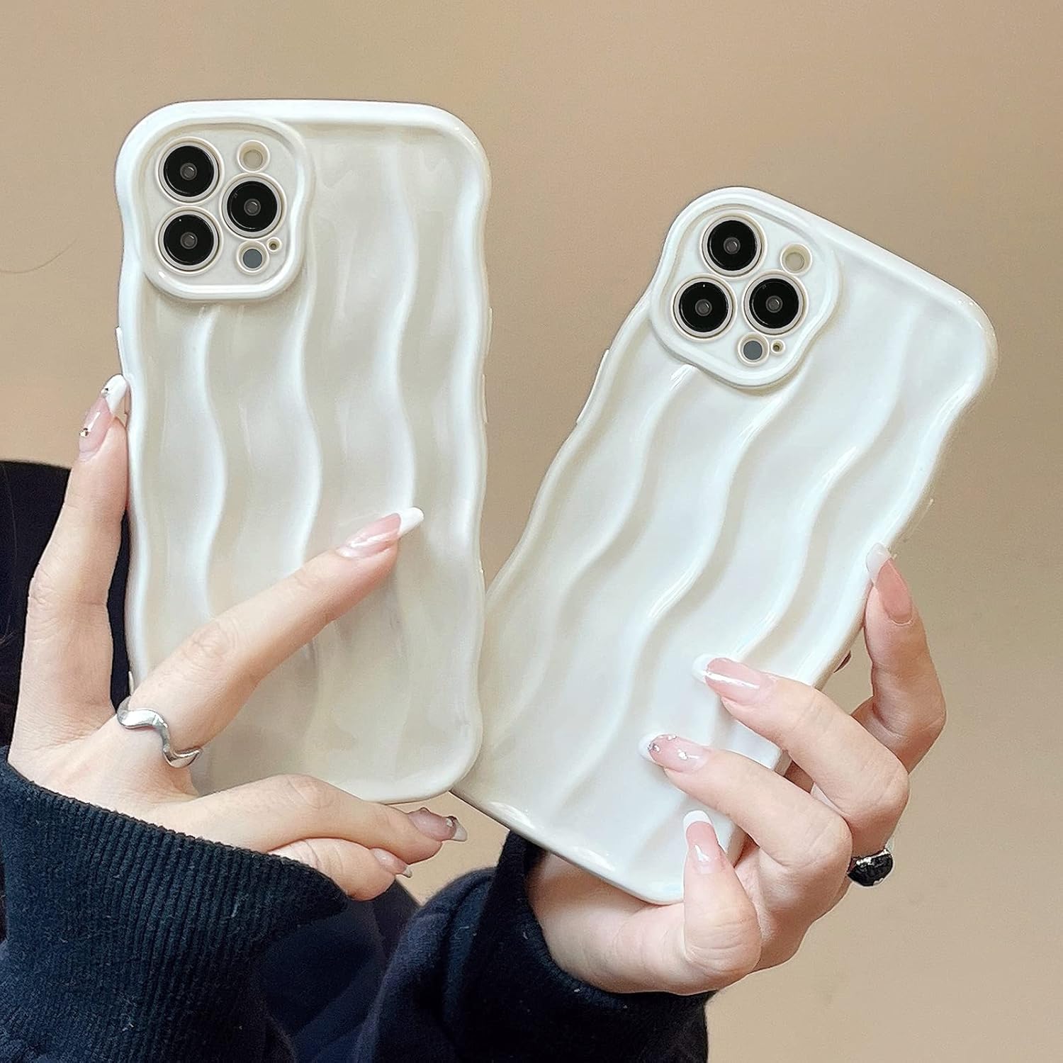XIZYO Funda para iPhone 13 Pro de 6.1 pulgadas, bonita funda ondulada y ondulada para teléfono, diseño estético de ondas de agua, funda protectora