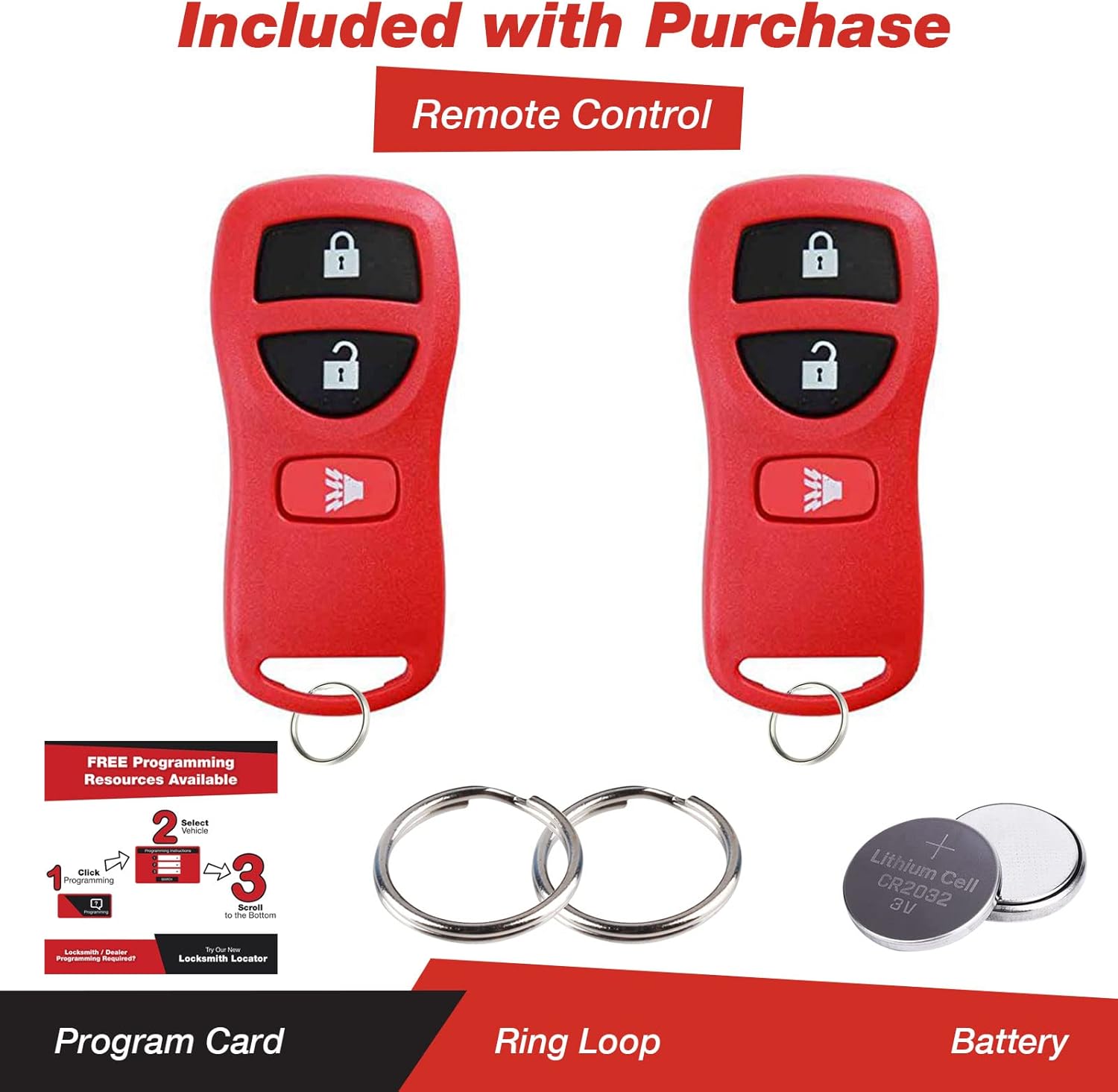 KeylessOption Reemplazo de llavero de coche con control remoto de entrada sin llave para KBRASTU15, CWTWB1U733-Rojo (paquete de 2)