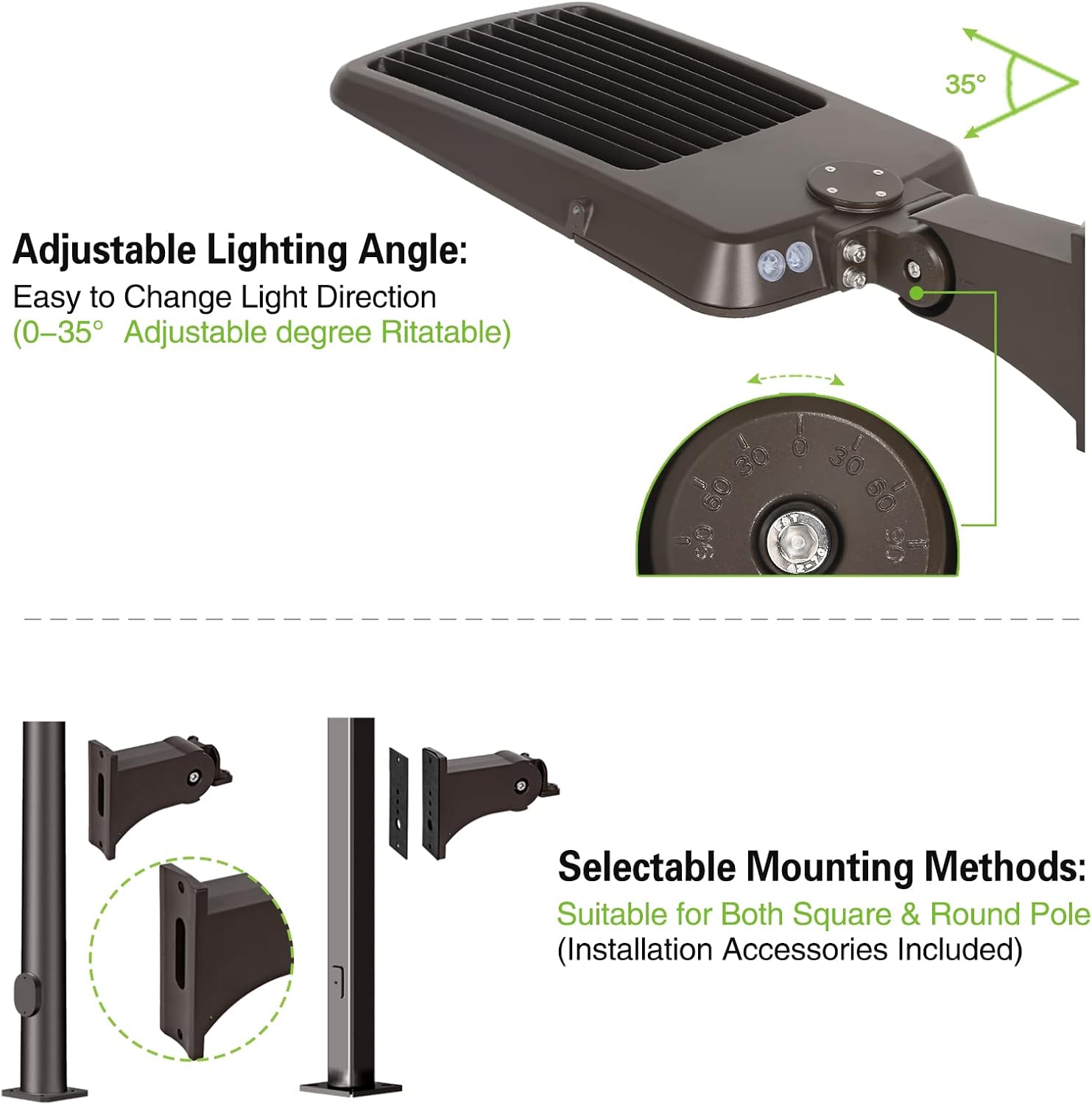 Paquete de 3 luces LED de estacionamiento conmutables de 240 W300 W, iluminación de calle LED de 150 LMW con fotocélula del anochecer al amanecer
