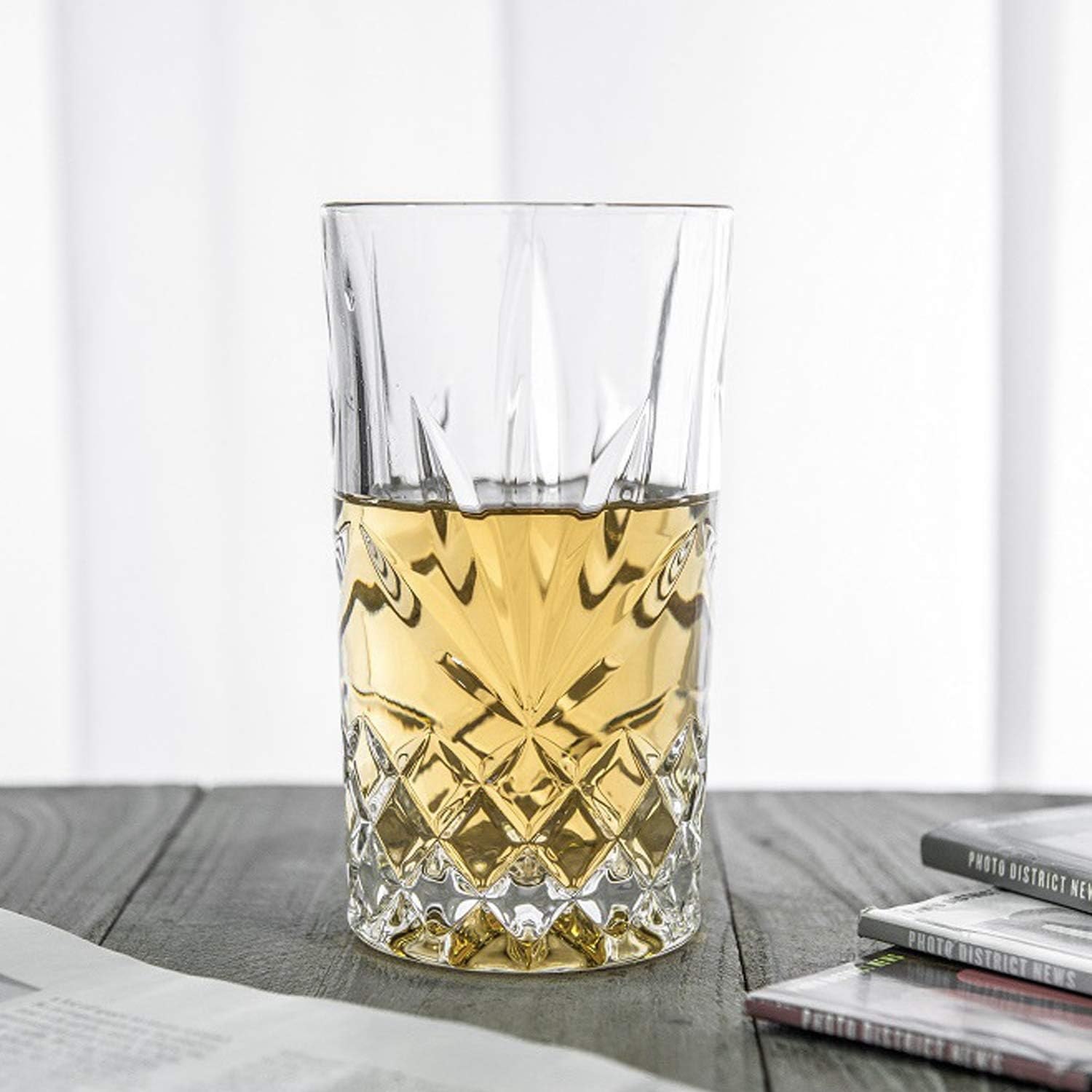 Juego de vasos de whisky de 12 onzas, vasos de licor, vasos redondos transparentes, vasos de roca, vasos de cóctel a la antigua, vasos de bourbon