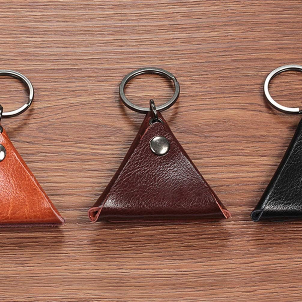 EXCEART Funda de cuero para guitarra baja, púas de guitarra eléctrica, estuche de púas de guitarra, estuche de plectro, llavero triangular,