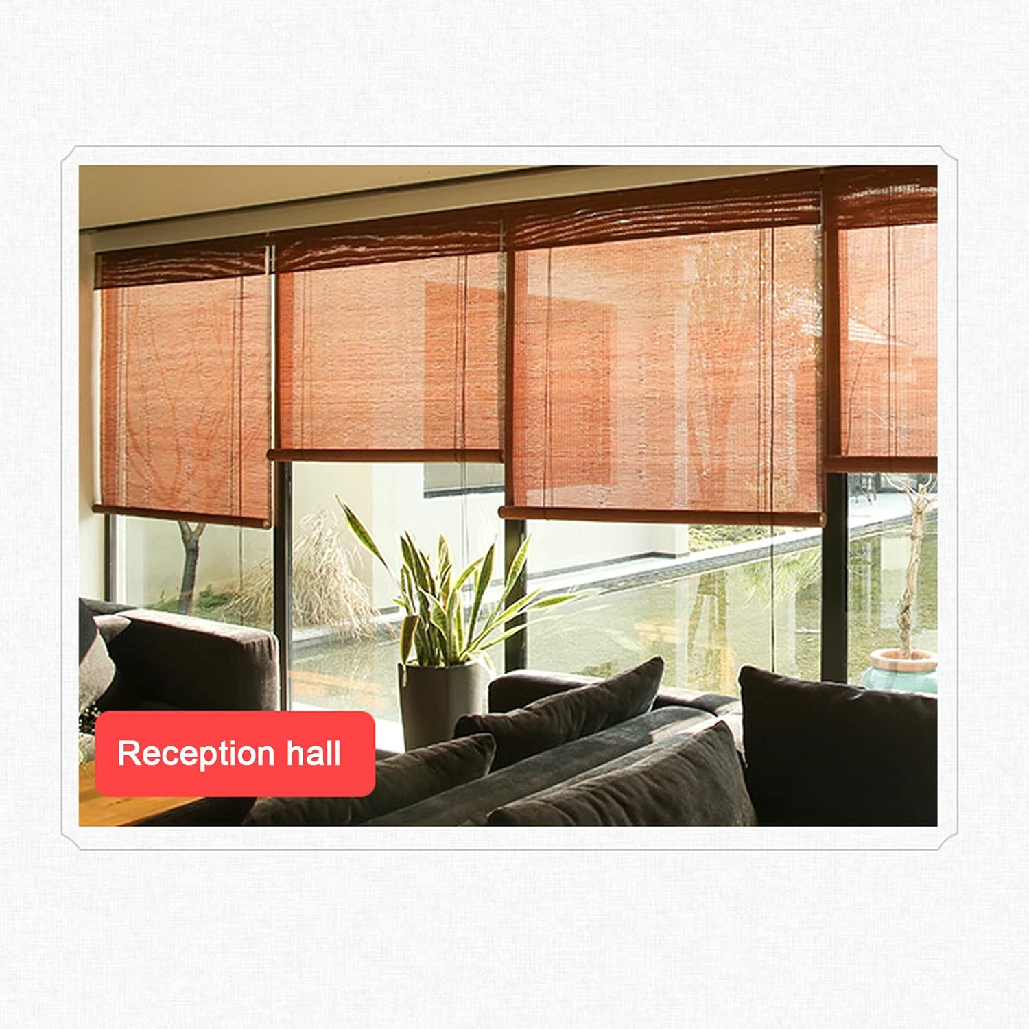 Persianas enrollables de bambú para patio con elevador, ventana enrollable de bambú, para balcón, hotel, tetera, 21.7 x 51.2in