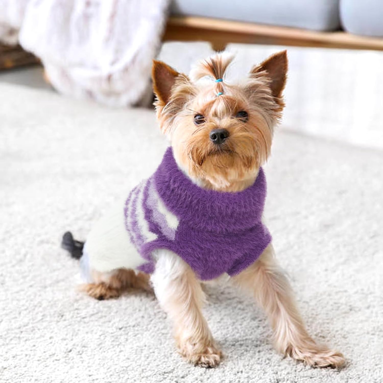 Bonaweite Suéter para perro, suéter de punto para mascotas para perros pequeños y medianos, gatos, suéter cálido y suave de cuello alto para