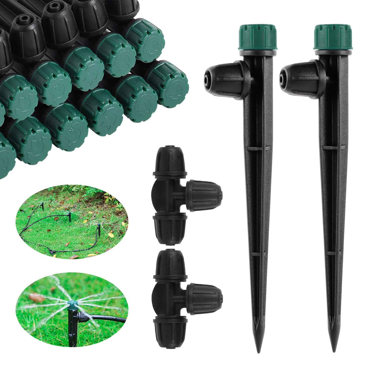 Emisores de riego por goteo para tubo de goteo de 14 pulgadas, goteros de riego automático ajustables de 360 grados en estaca de flecha de 5.5