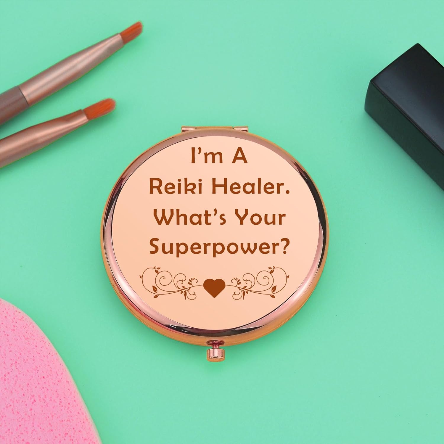Regalo de agradecimiento para sanador de Reiki, espejo de maquillaje compacto, regalo de maestro de Reiki, regalo motivacional para niñas, regalo