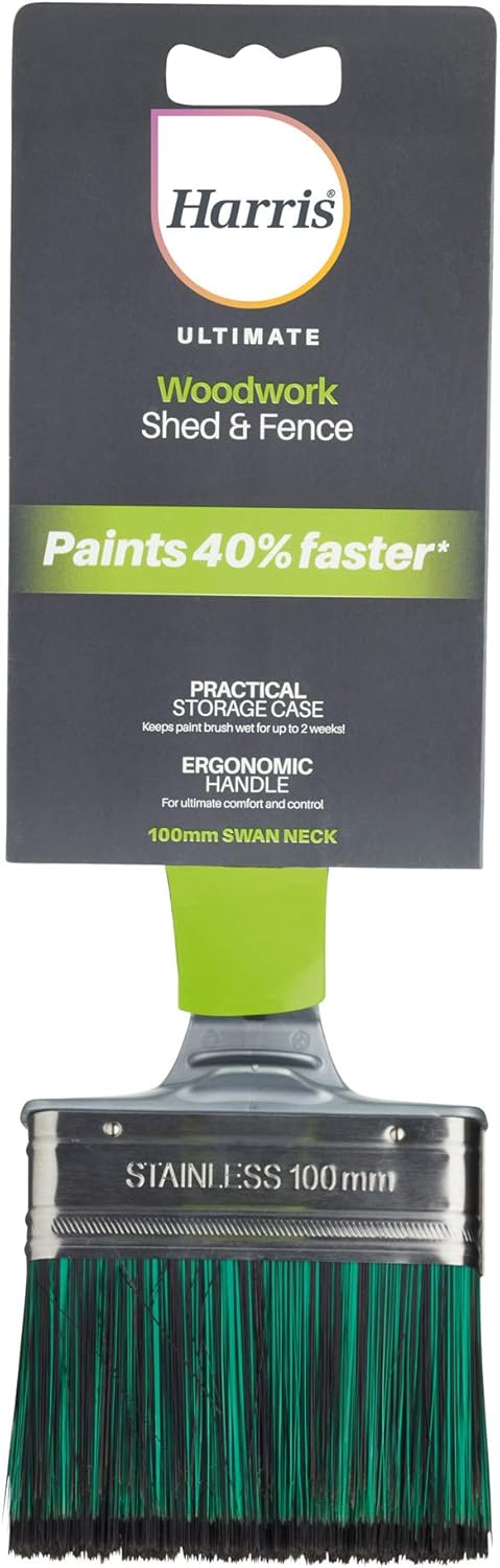 Harris Ultimate Shed & Fence Swan Neck – Brocha de pintura para carpintería exterior, 3.937 in