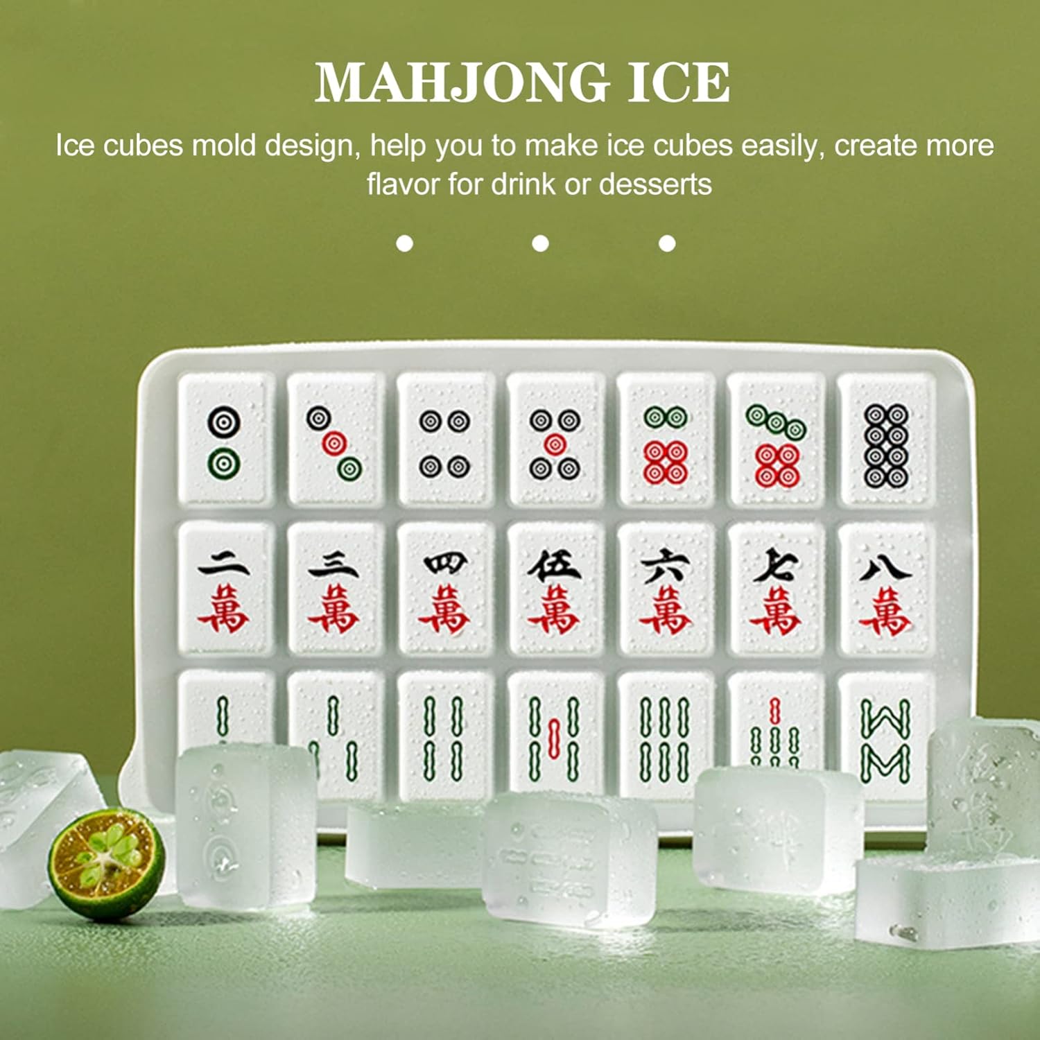 Zerodeko Bandeja de accesorios 1 juego Mahjong patrón bandeja de hielo cocina hielo hogar cubo de hielo whisky cubo de hielo cuadrado bandeja de