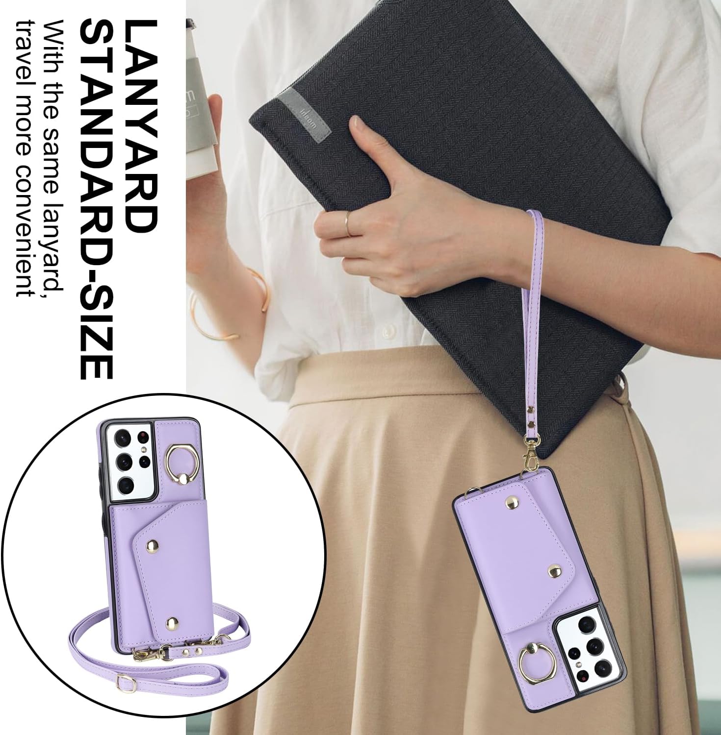 Asuwish Funda de teléfono para Samsung Galaxy S21 Ultra 5G Funda tipo cartera con protector de pantalla y soporte para anillo para tarjeta de