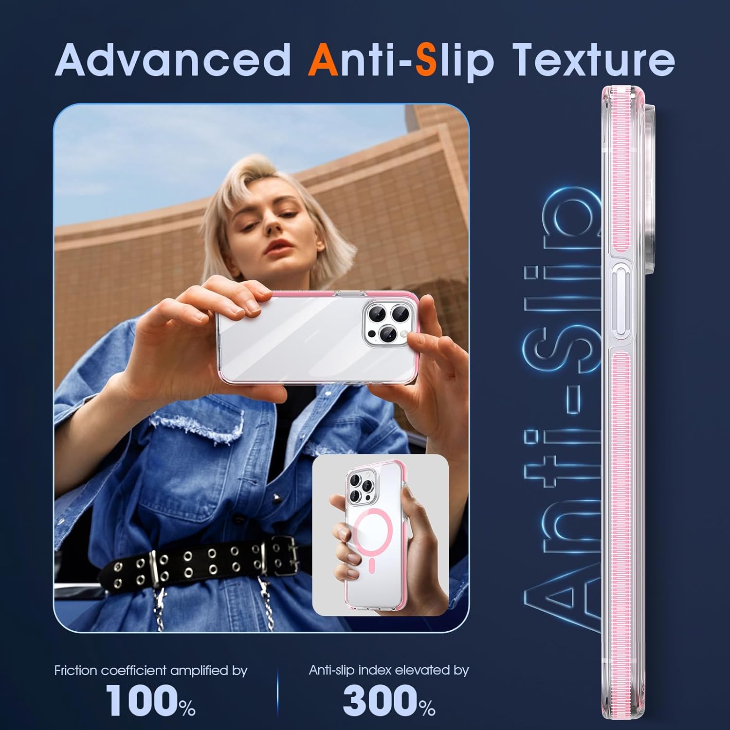 MILPROX Funda compatible con iPhone 15 Pro  Compatible con MagSafe  Diseño magnético transparente transparente  Antideslizante que no se amarillea