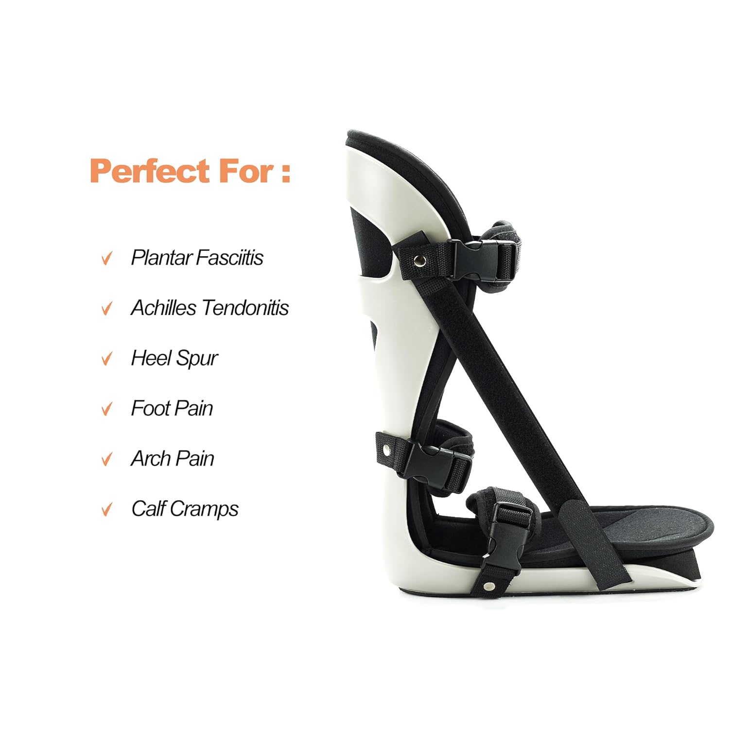 Férula nocturna para fascitis plantar, soporte ajustable para piernas que se adapta al pie derecho o izquierdo para estiramiento de fascia, tendón y