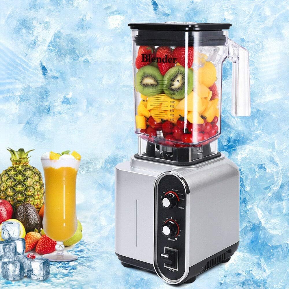 Licuadora insonorizada, 110 V, 2200 W, 1.5 L, licuadora comercial de jugo de frutas con carcasa de sonido silencioso para puré, trituración de