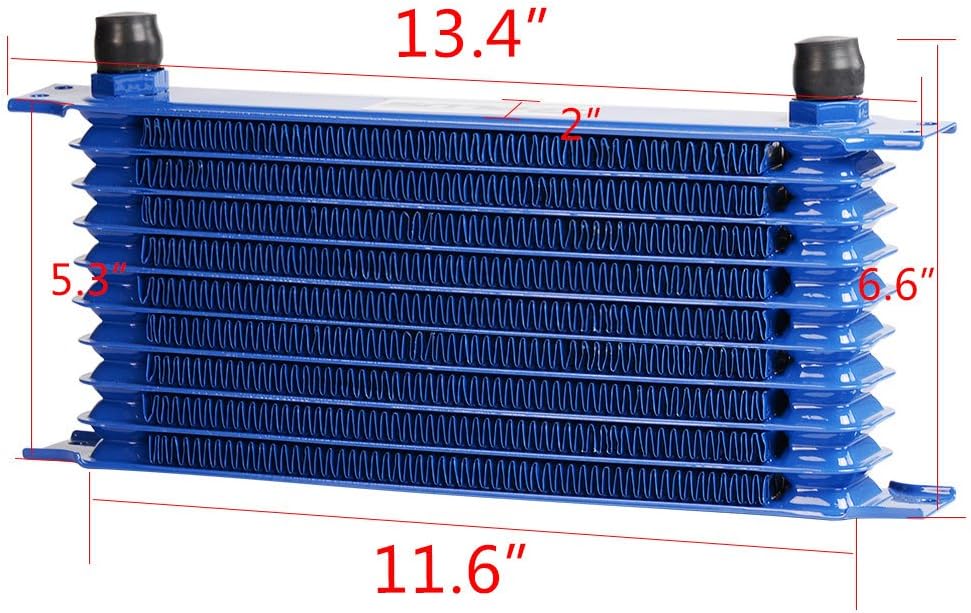 PIT66 Enfriador de aceite universal de transmisión de motor AN10 compatible con modelo japonés azul de 10 filas de aluminio con filtro de
