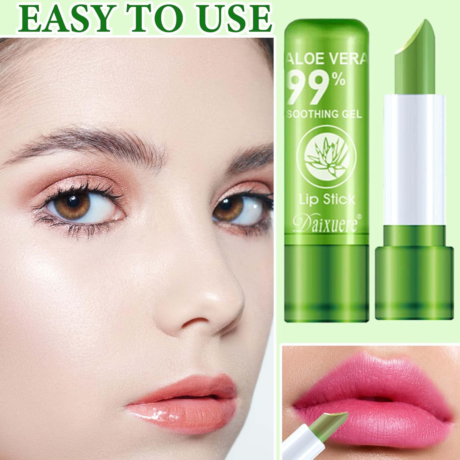 4 lápices labiales de aloe vera, juego de brillo labial mágico que cambia de color, de larga duración, nutritivo, impermeable, bálsamo labial