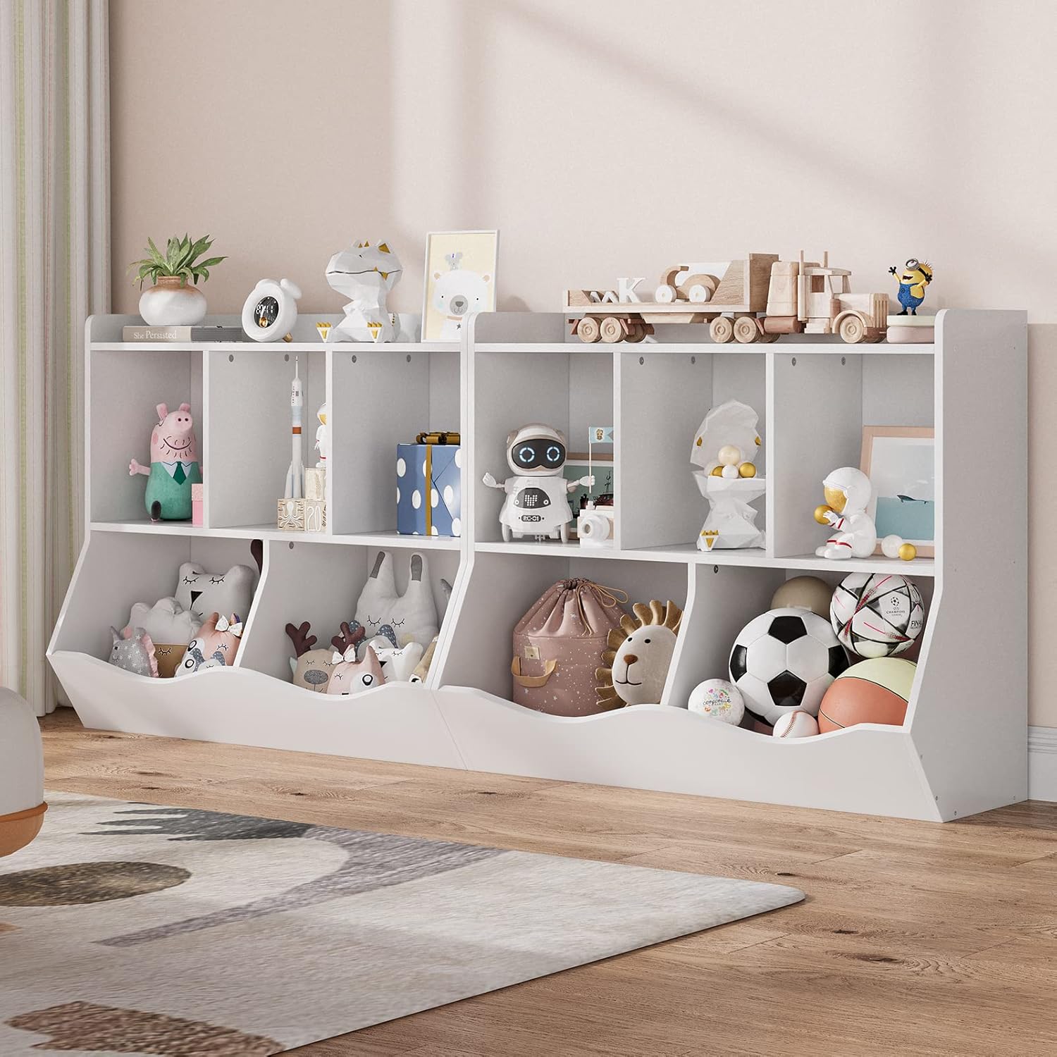 IDEALHOUSE Librero, organizador de almacenamiento de juguetes, cinco espacios de almacenamiento, adecuado para dormitorio, sala de juegos, sala de