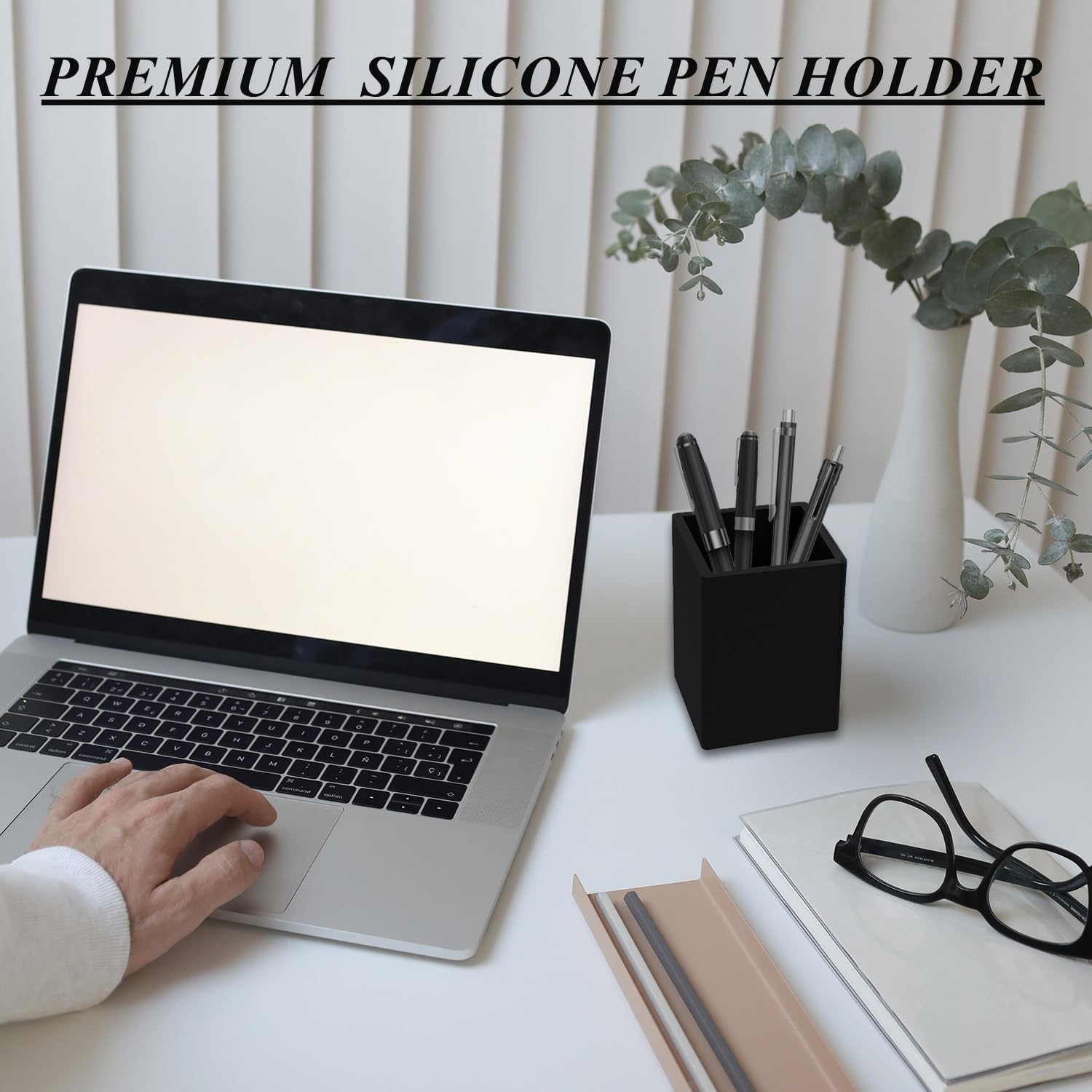 Soporte de silicona para bolígrafo y lápiz para escritorio, soporte de silicona de 0.197 in de grosor para mantener tu espacio de trabajo ordenado y