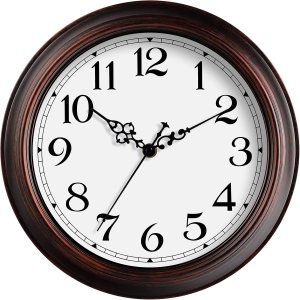 HYLANDA Reloj de pared de 12 pulgadas, funciona con pilas, reloj de bronce para cocina, silencioso, sin tictac, color marrón, para sala de estar, HYLANDA Reloj de pared de 12 pulgadas, funciona con pilas, reloj de bronce para cocina, silencioso, sin tictac, color marrón, para sala de estar,