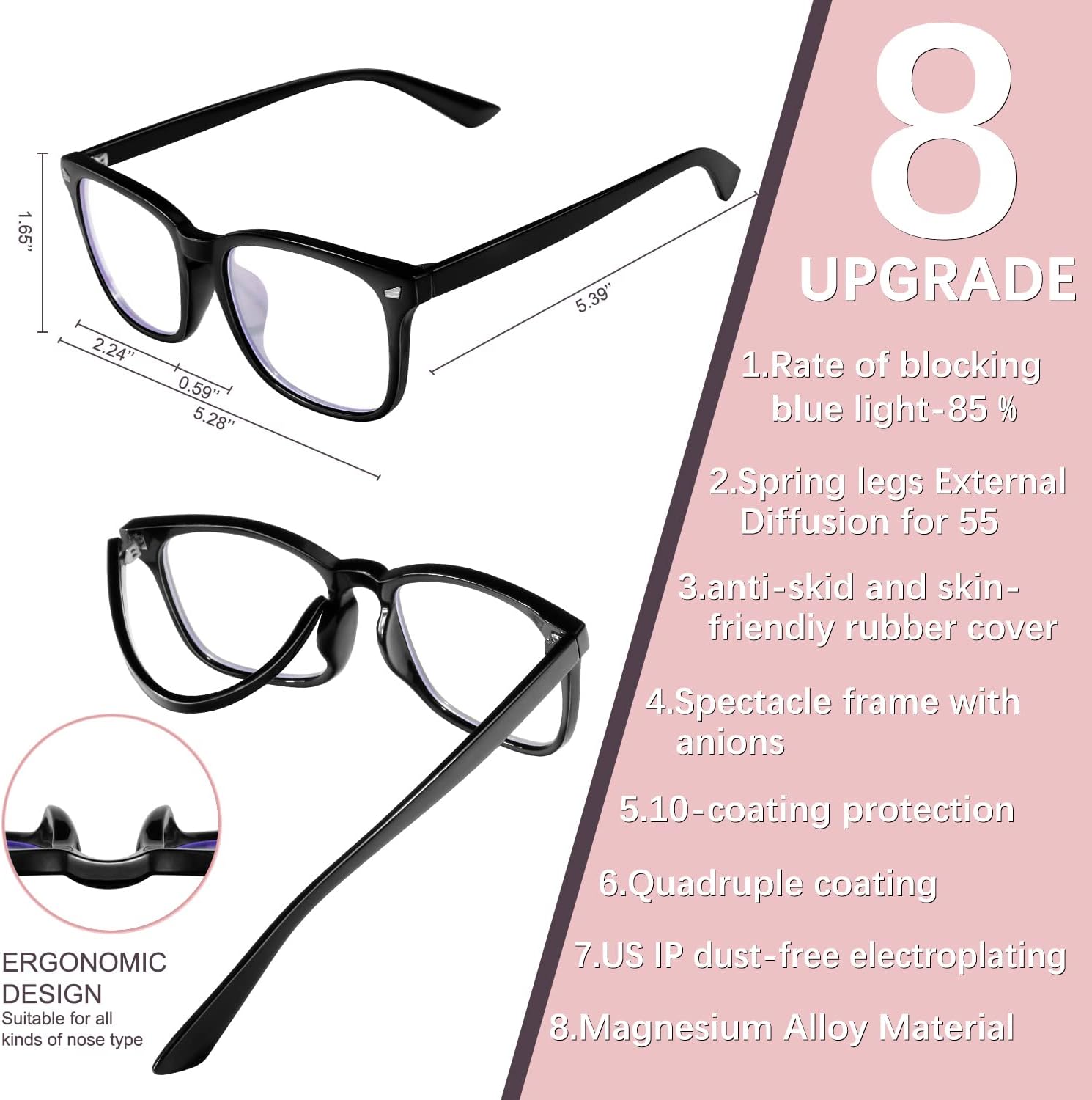 ZZD Blue Light Blocking Glasses for womenmen 3Pack Computer ReadingGamingTVPhones Glasses Anti Eyestrain Non Prescription