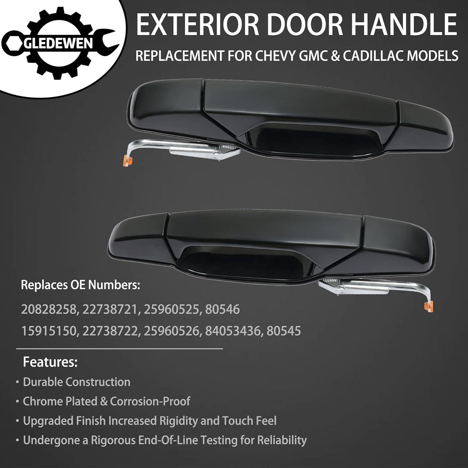 Juego de manijas de puerta exterior, compatible con Chevy Silverado Suburban Tahoe Avalanche 2007-2013, GMC Sierra Yukon, Cadillac Escalade, negro