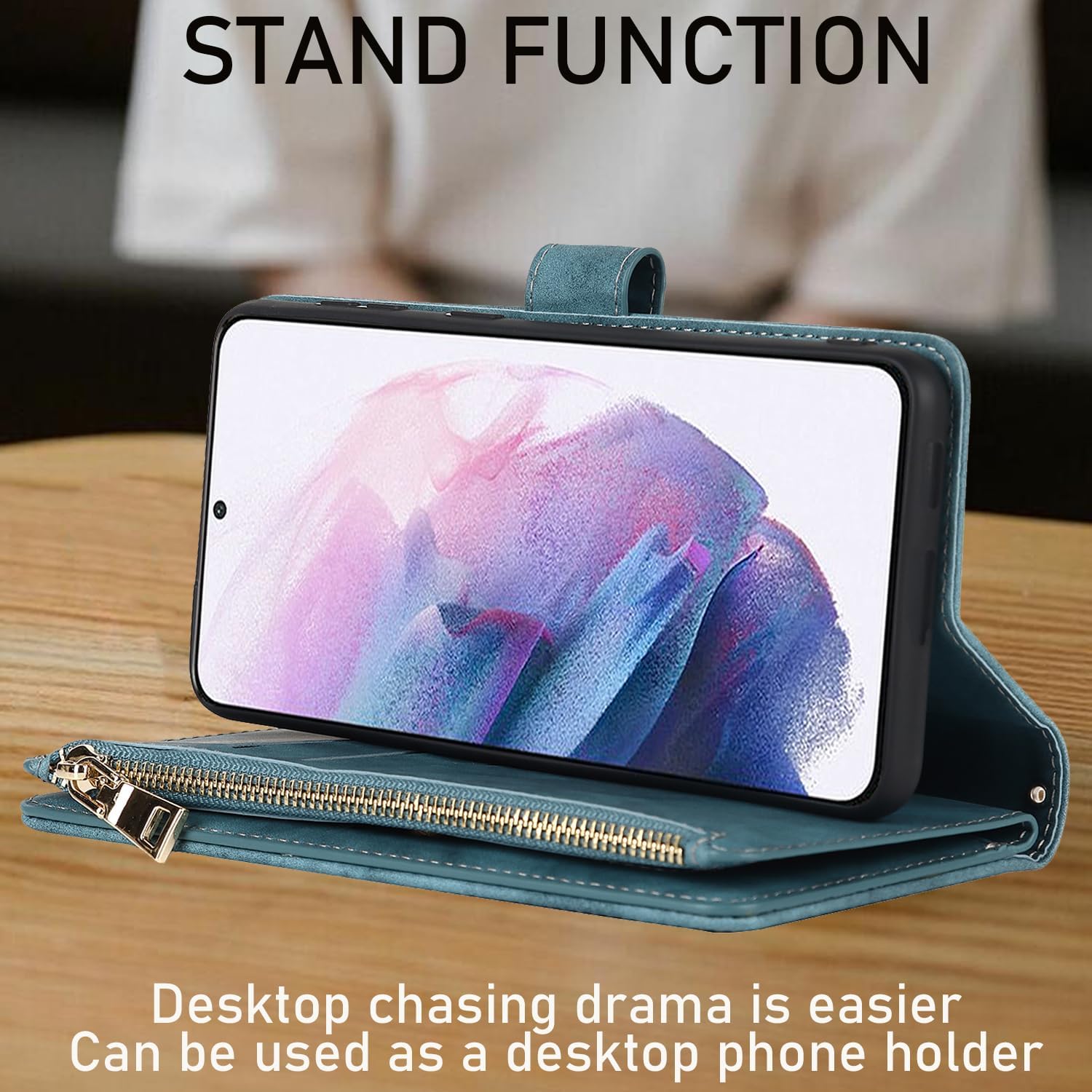 Funda para teléfono iPhone 13 Mini Funda tipo cartera con tarjetero para iPhone 13 Mini, funda de cuero tipo cartera con tapa y tarjetero – Azul