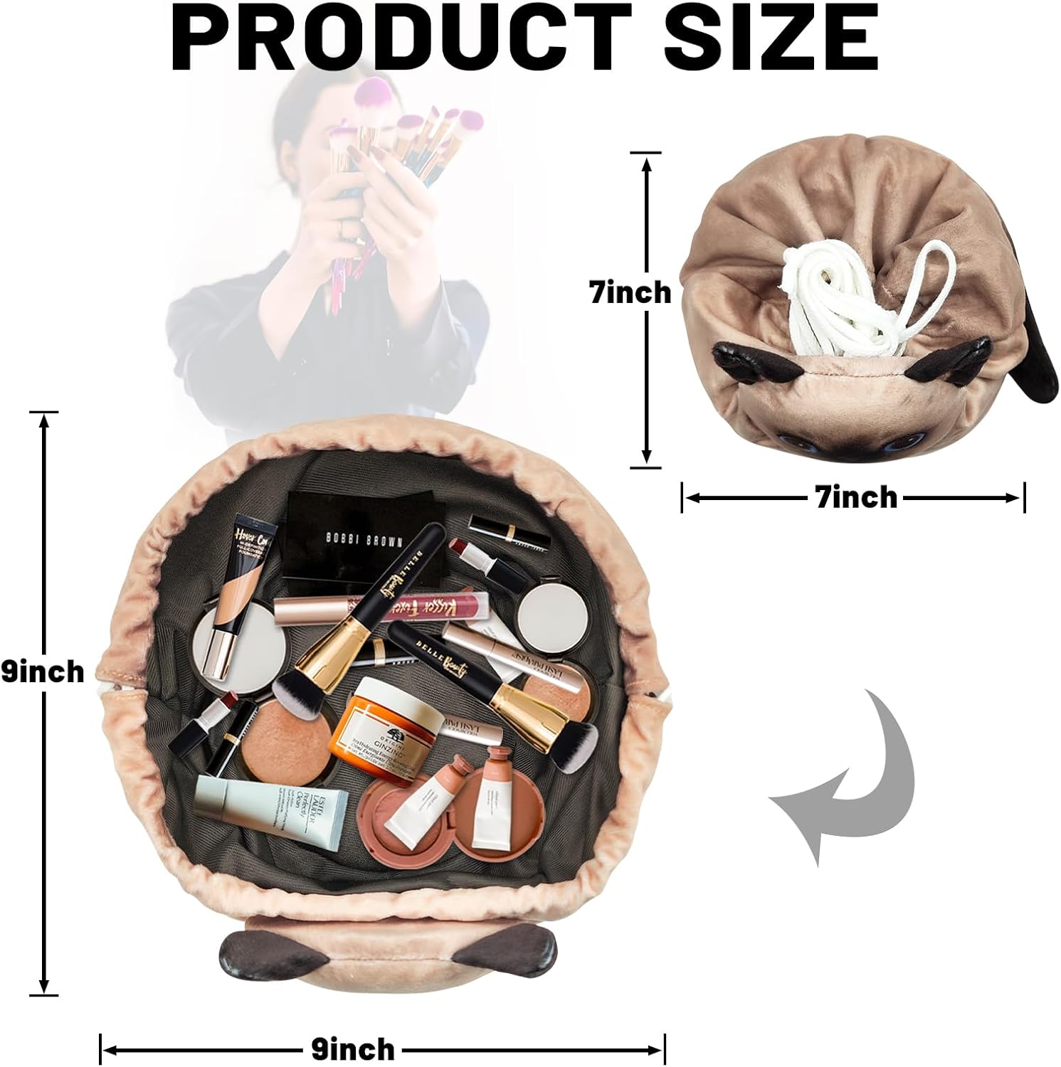 Bolsa de maquillaje con cordón, bolsa de maquillaje para gatos, organizador de maquillaje de viaje, bolsa de cosméticos, regalo de gato para