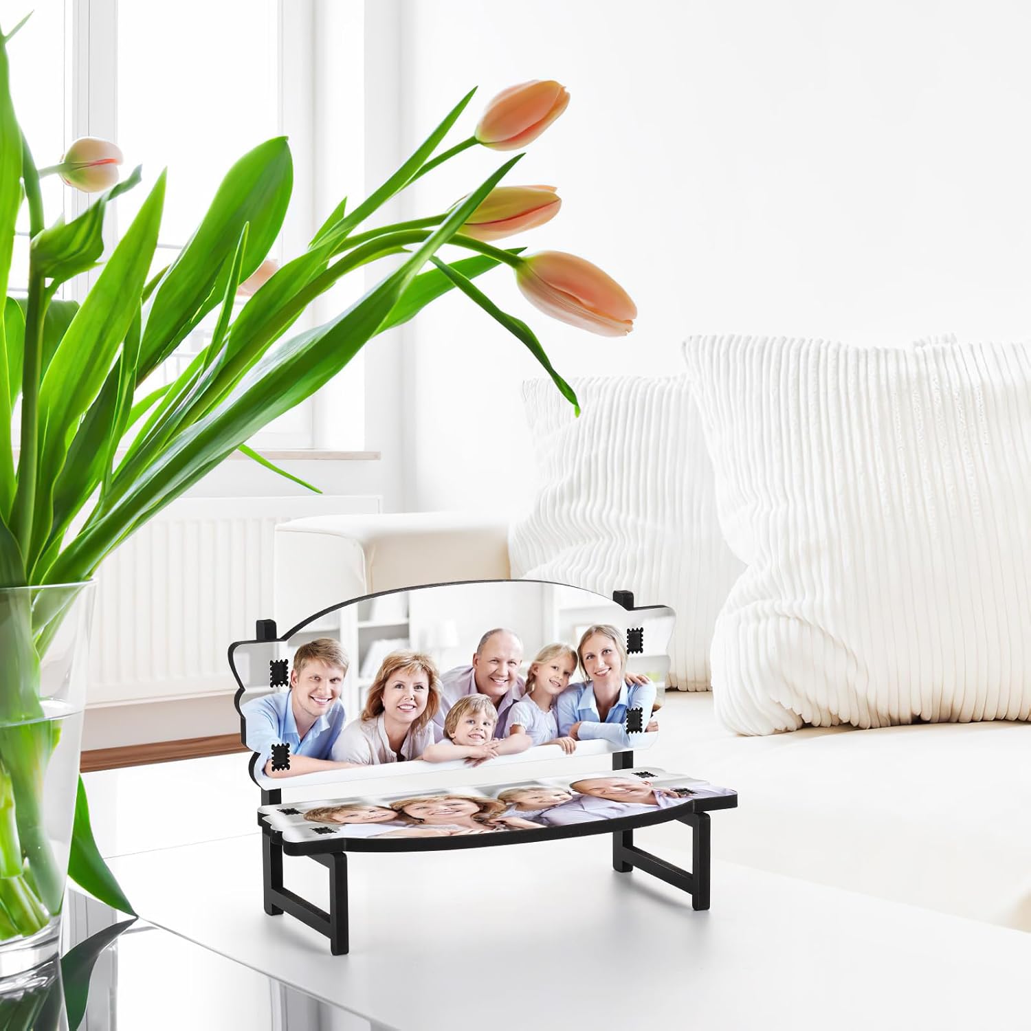 Paquete de 5 unidades de decoración de silla de banco conmemorativa en blanco, hecho a mano, marco de fotos de banco náutico, transferencia de
