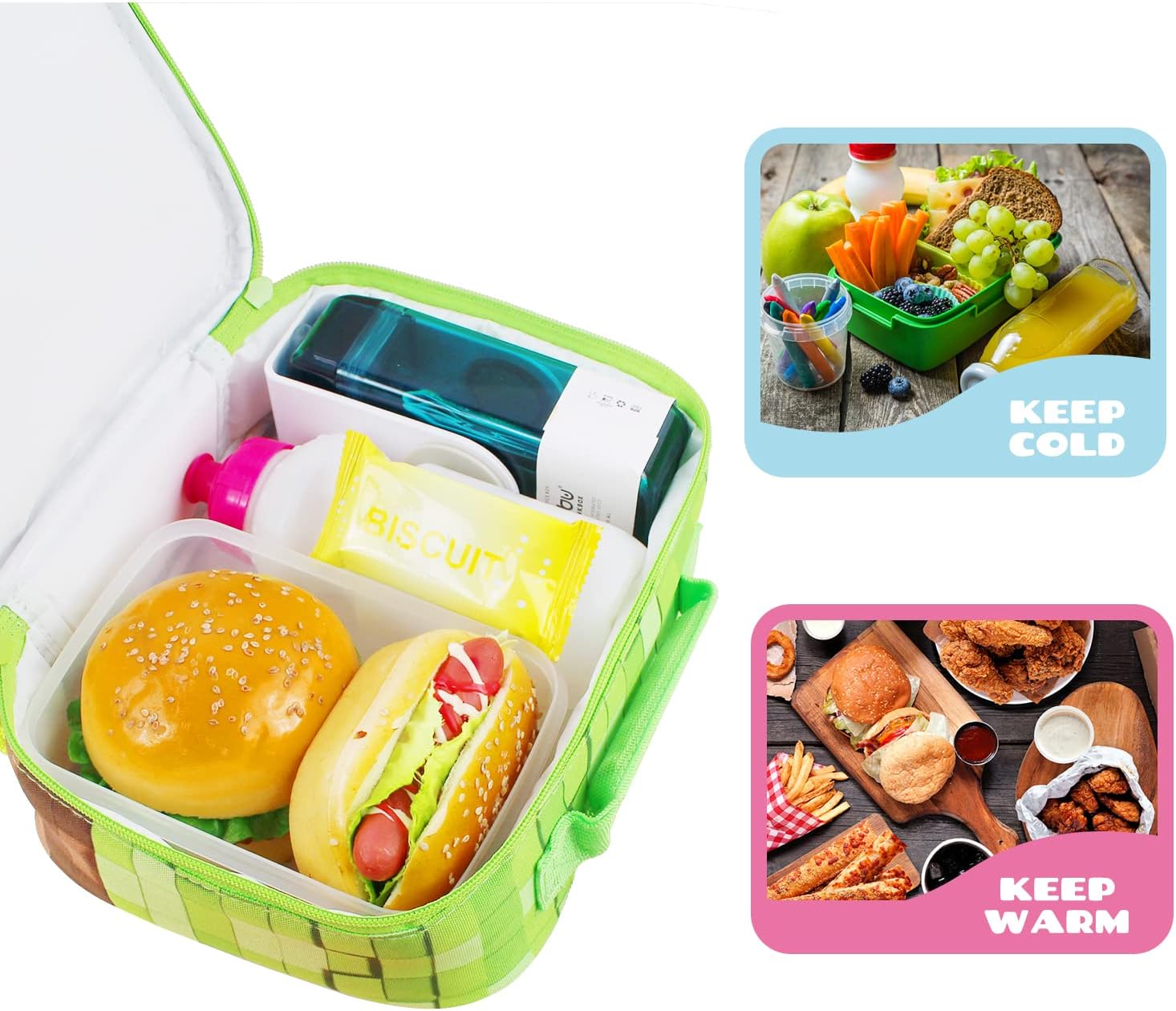 MORIOX Lonchera para niños, bolsa de almuerzo con aislamiento térmico, mini enfriador suave para el regreso a clases, kit de bolsa de comida Bento