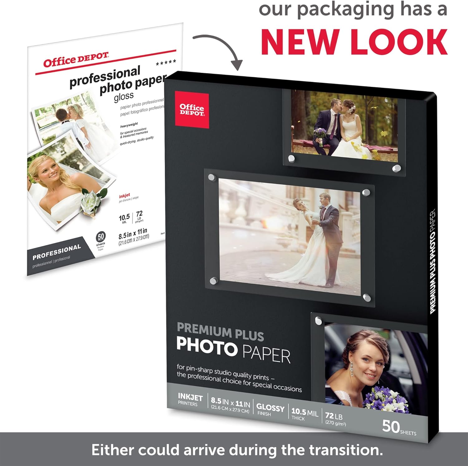 Office Depot Brand Premium Plus – Papel fotográfico brillante, tamaño carta (8 12 x 11 pulgadas), 10.5 mil, paquete de 50 hojas