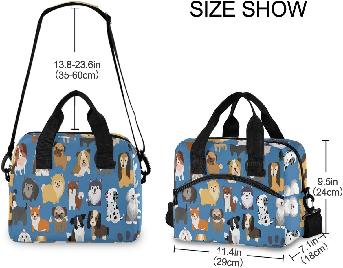 Juego de bolsas de almuerzo para perros y cachorros para mujeres, bolsa de almuerzo de animales de dibujos animados, bolsa de almuerzo, resistente