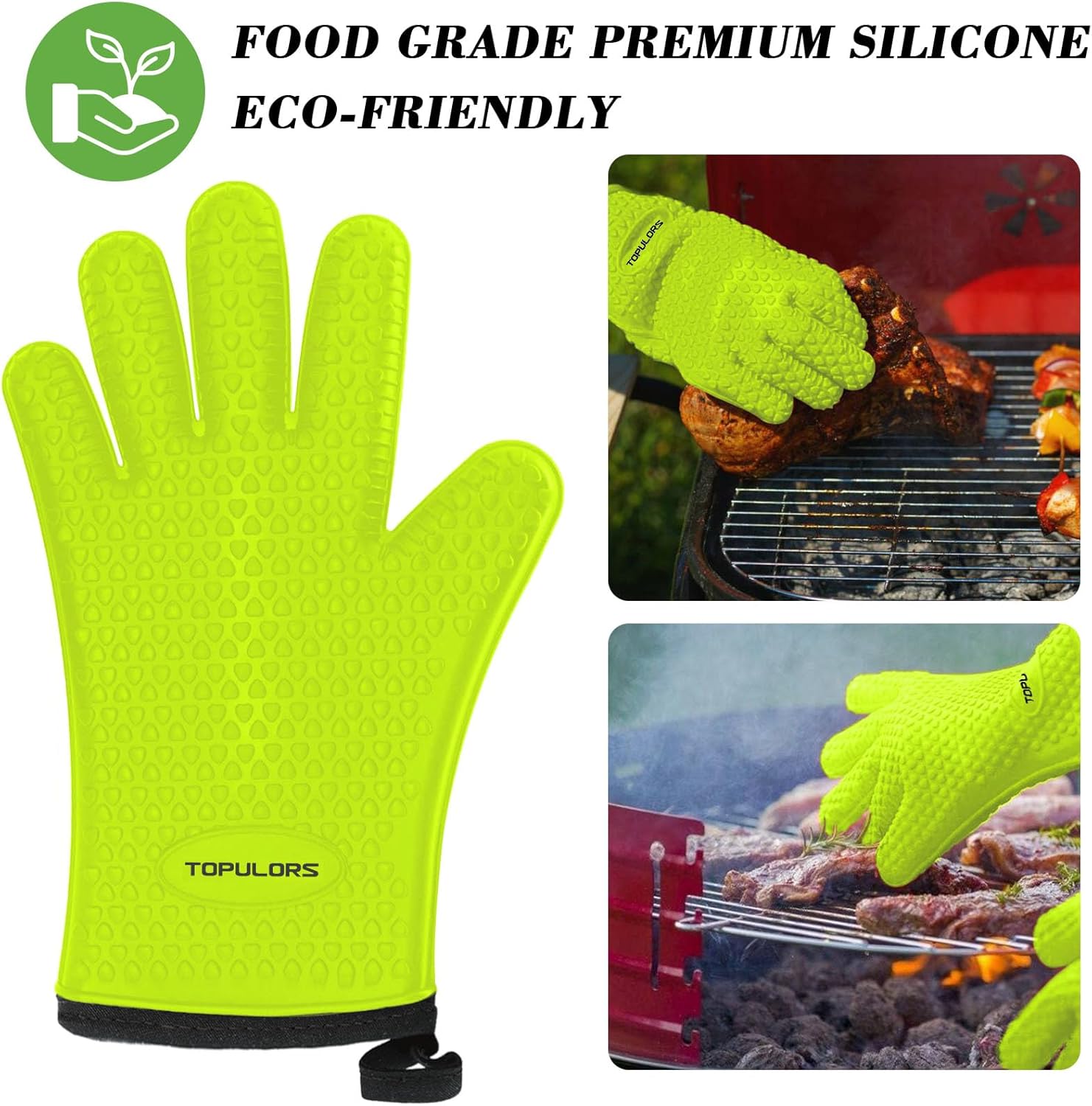 Guantes de silicona para horno, resistentes al calor, guantes de parrilla para ahumar barbacoa, mango de comida caliente, guantes de cerdo extraídos