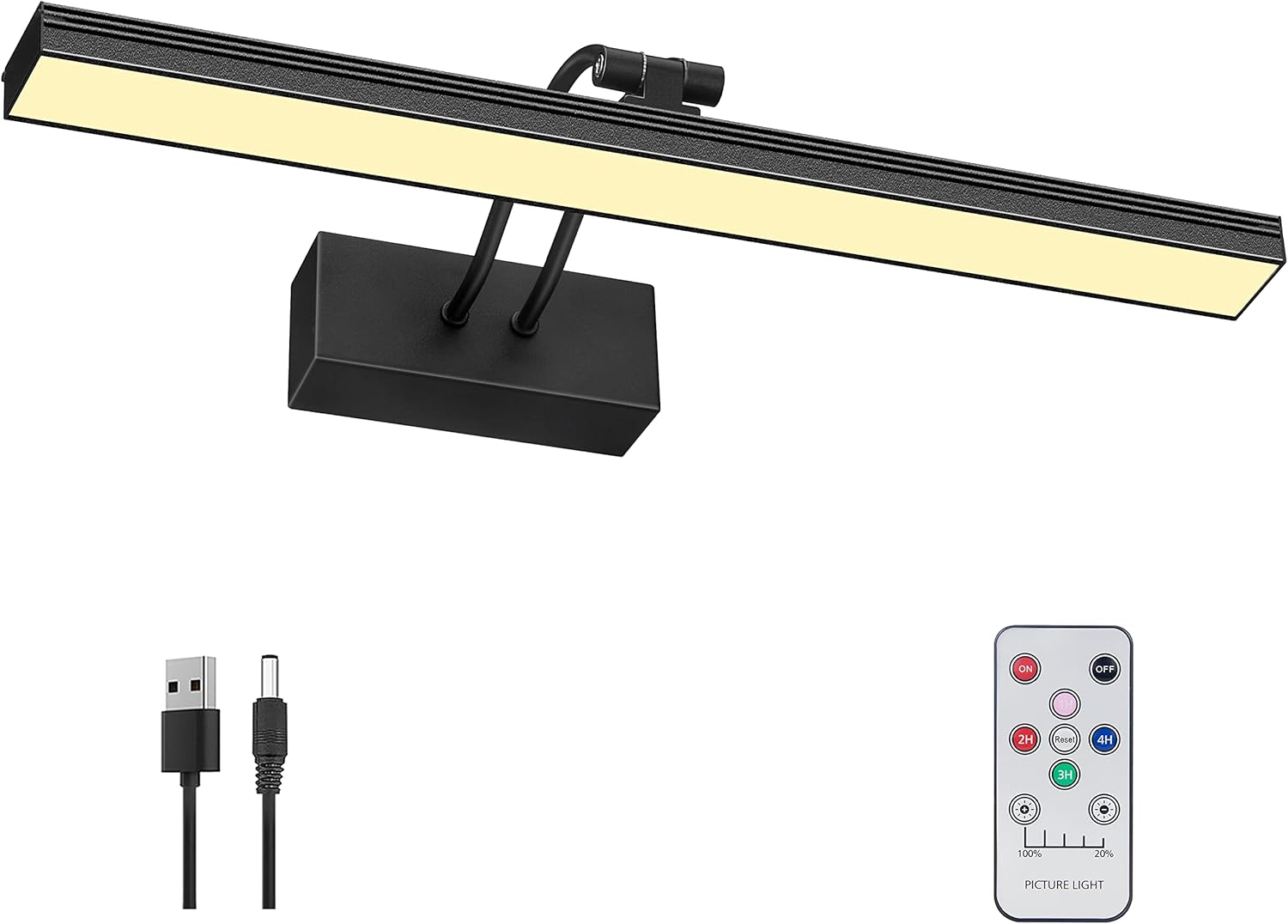 FUNCHDAY Luz de imagen, luz de imagen de batería de 3CCT para pared, luz de pintura remota inalámbrica con temporizador y regulable, luz de arte de