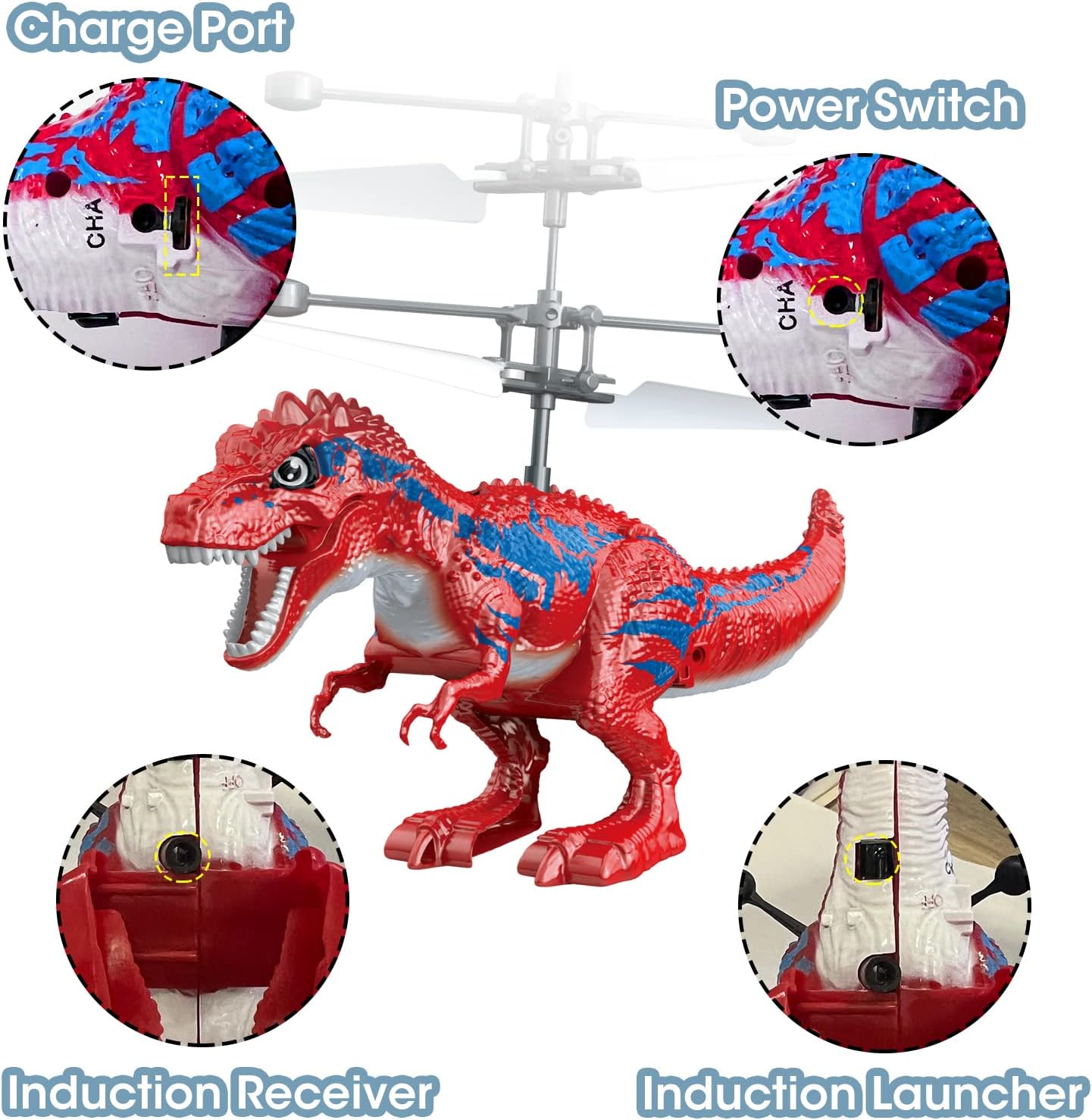 Juguetes de dinosaurio, bola de juguete voladora mejorada por infrarrojos de inducción RC de juguete para niños, helicóptero LED, drone volador,