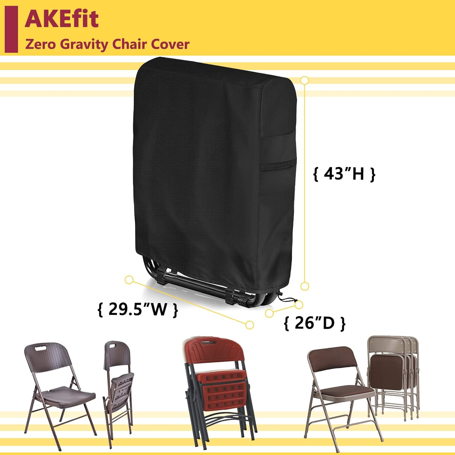 AKEfit Funda plegable impermeable para sillas de gravedad cero para exteriores, resistente a los rayos UV, protege de la lluvia y el sol, 1 unidad